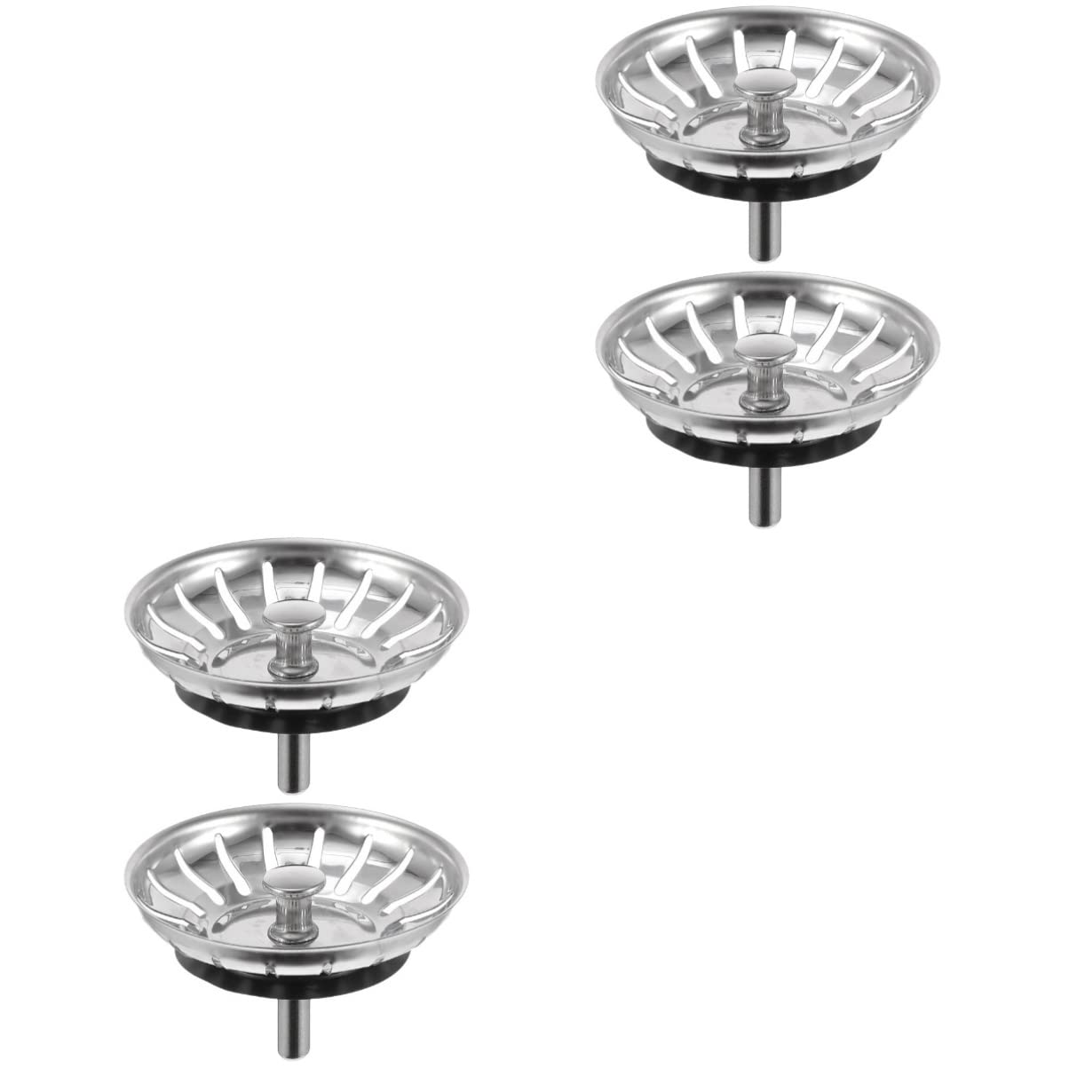 GANAZONO 4-Pack Stainless Steel Kitchen Sink Hole Covers - Drain Plug Covers for Sink, Washing Basin, and Bathtub - Rustproof & Durable Sink Lids for Home Kitchen and Bathroom (Perfect for Preventing Clogs and Odors)
