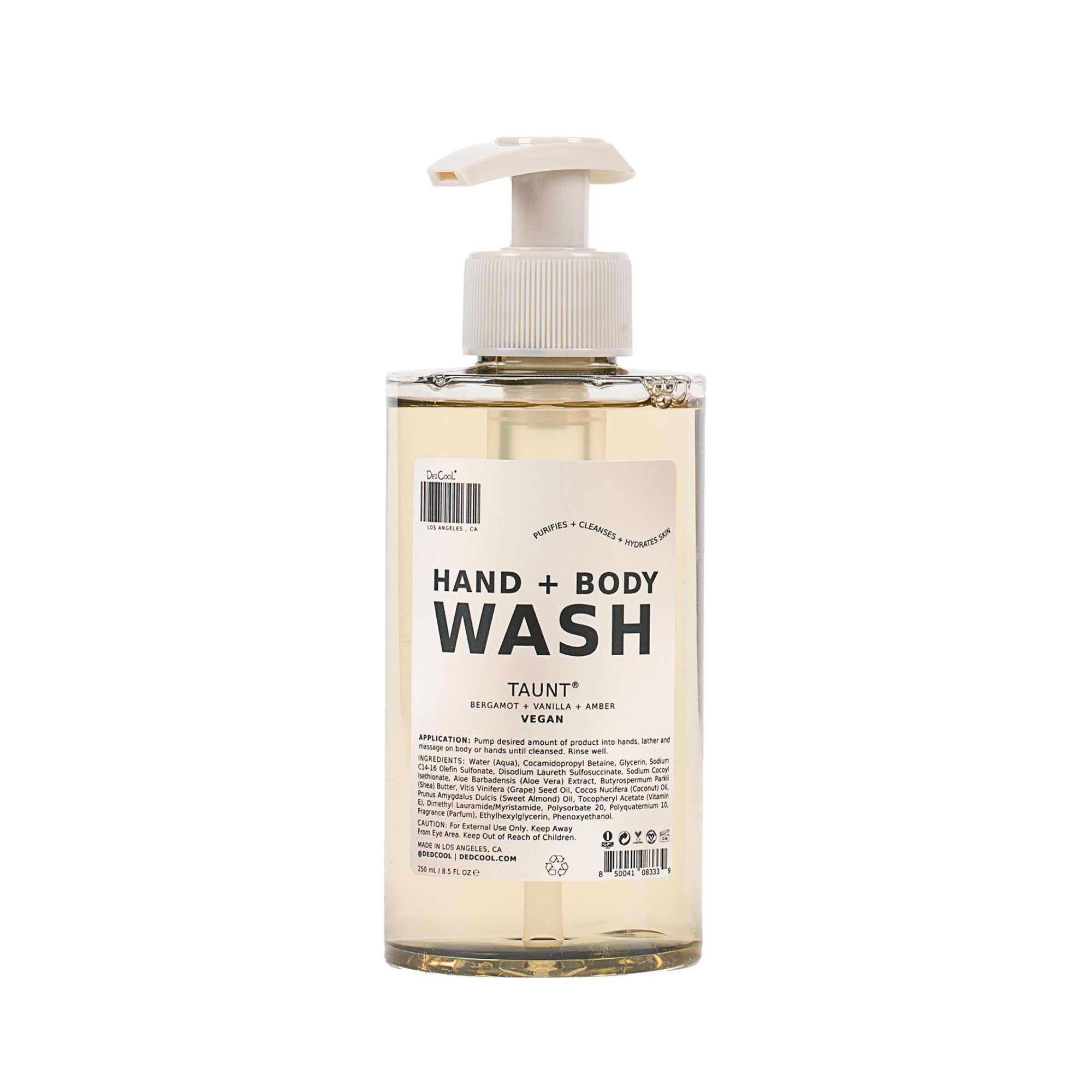 DedCool Hand & Body Wash (01 Taunt, 8.5 fl oz) - Natural Hydrating Body Soap with Pump, Moisturizing Cleanser for Hands & Body | Cruelty-Free, Vegan & Non-Toxic | Luxury Fragrance for Daily Shower & Hand Washing