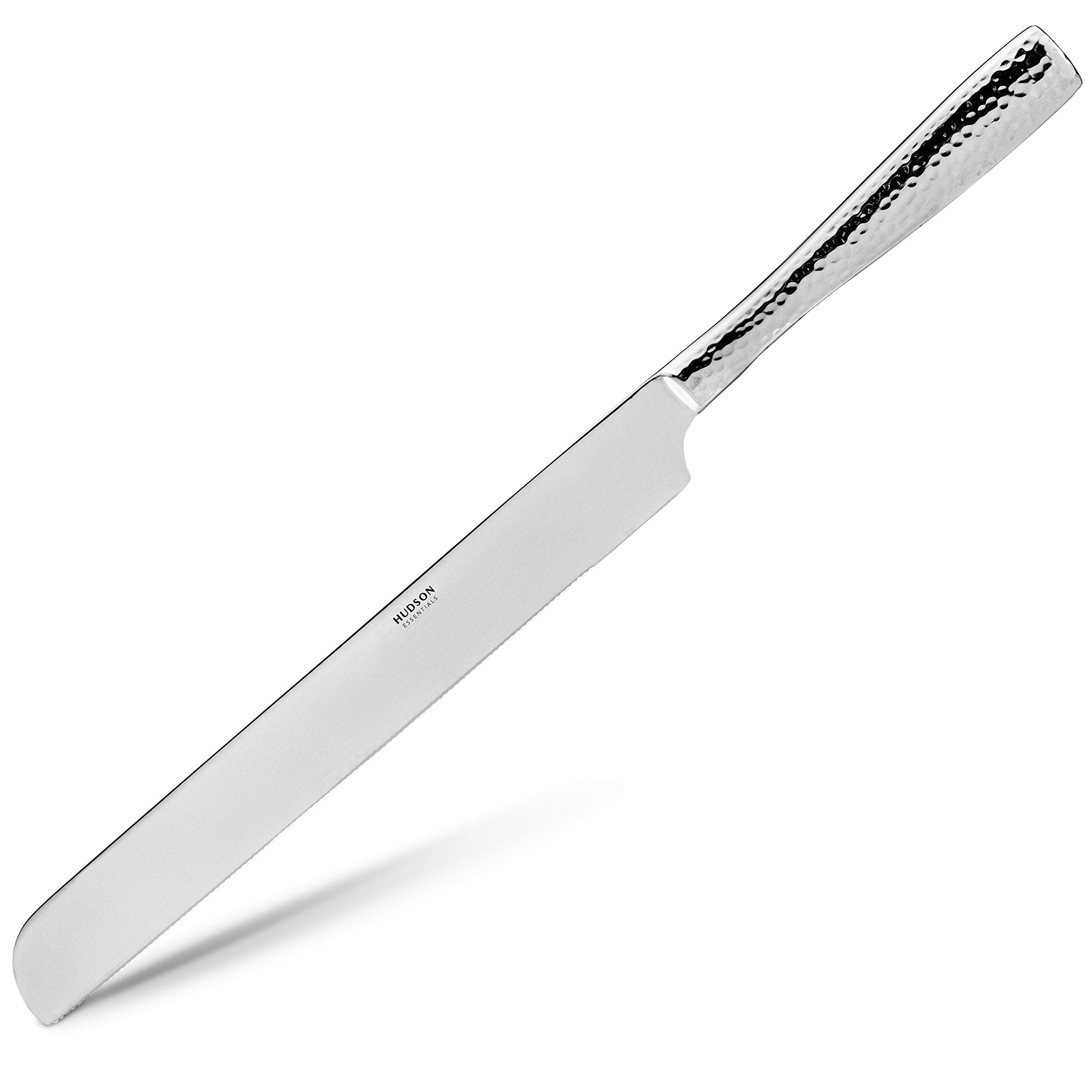 Hudson Essentials 68-Piece Hammered 18/10 Stainless Steel Silverware Set - Service for 12, Includes Knives, Forks, Spoons & Serving Utensils - Elegant Flatware for Dining, Parties & Wedding Registry