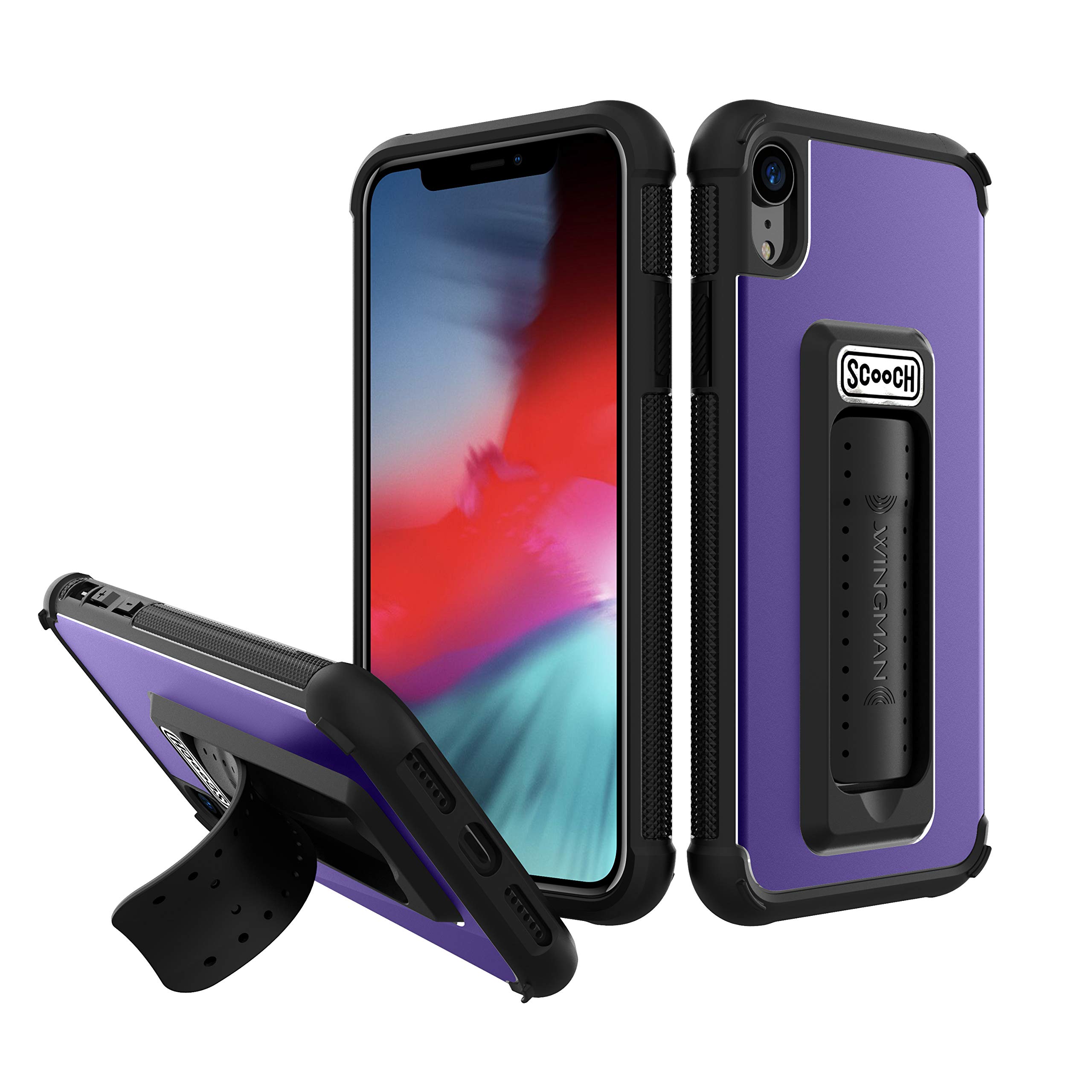 Scooch Wingman Kickstand Case for iPhone XR - 10ft Drop Protection & Two-Way Stand | Magnetic Car Mount Compatible Protective Phone Cover (Electric Violet) - Perfect for Work, Travel & Outdoor Adventures