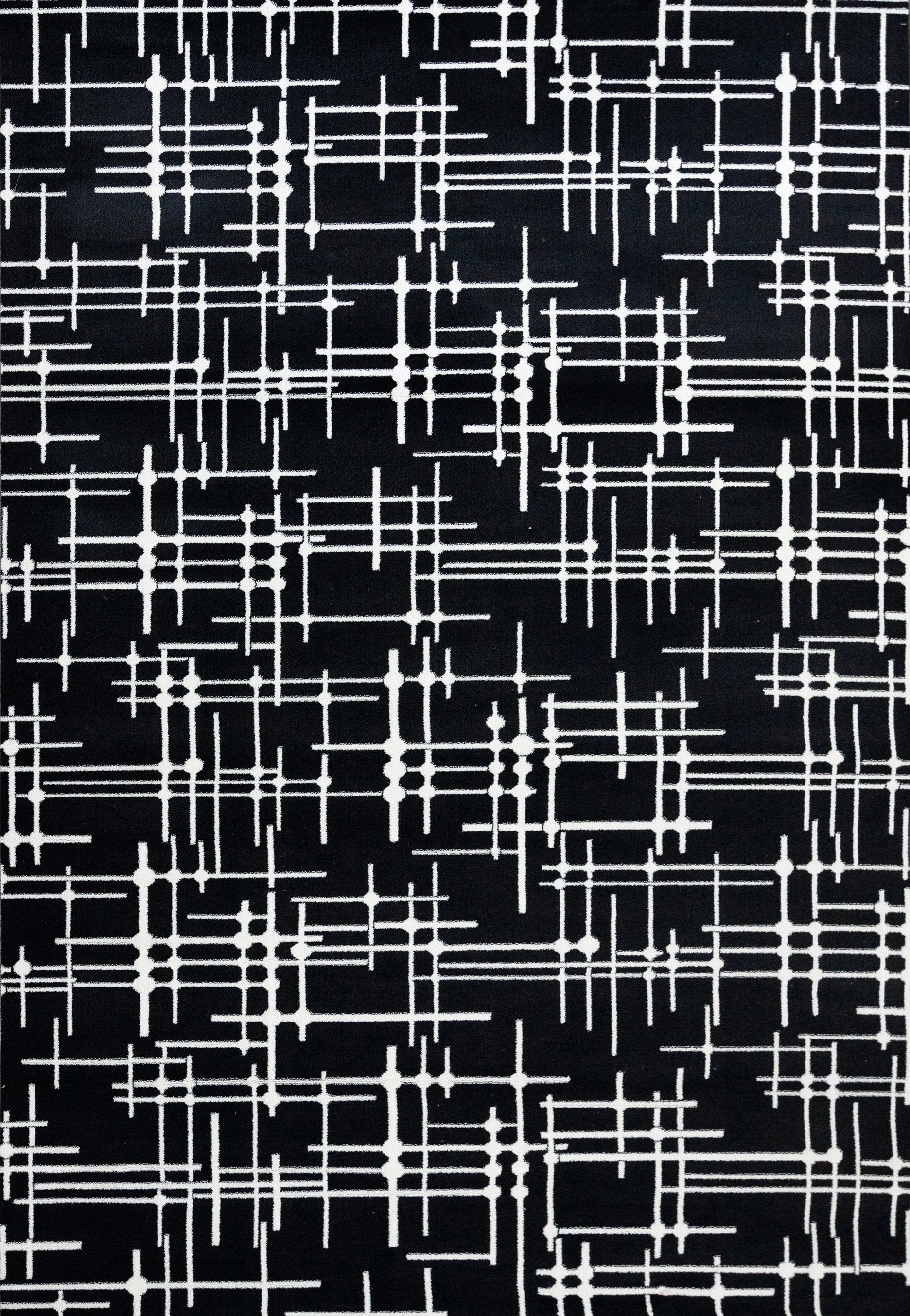 Modern Black & White Tufted High Pile Rug with 3D Relief Design - Soft Plush Area Carpet for Living Room, Bedroom & Office Decor