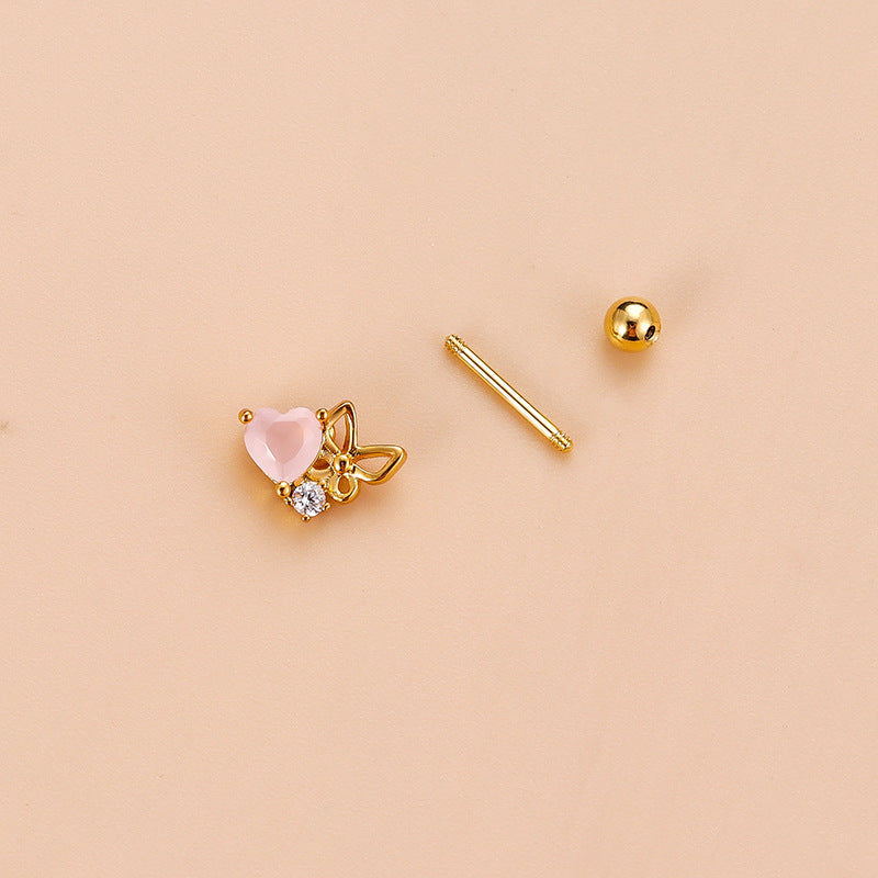 20G Surgical Steel Cartilage Earrings - Fairy & Heart Stud Earrings for Women | Hypoallergenic Body Jewelry | Perfect for Daily Wear, Parties & Gifts (HSPJ814)