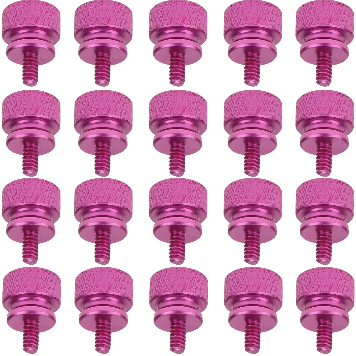 HELIFOUNER 20-Pack 6-32 Thread Pink Anodized Aluminum Thumb Screws for PC Case, Cover, Power Supply & Hard Drives - Easy Grip Computer Hardware Fasteners for DIY Builds & Upgrades