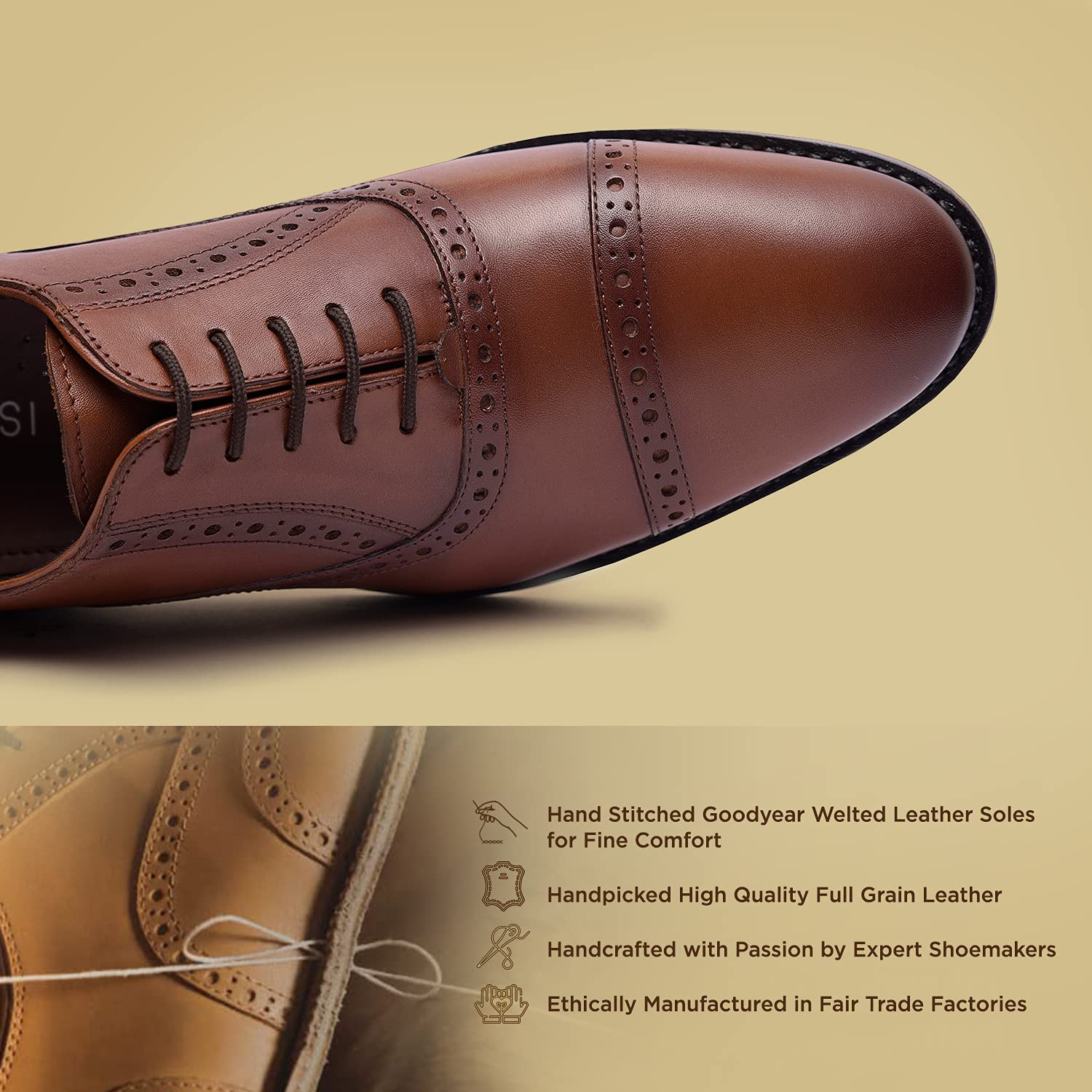 Premium Genuine Leather Oxford Dress Shoes for Men - Goodyear Welted Cap Toe Formal Business Shoes - Handcrafted Luxury Leather Sole Wedding & Office Shoes - Perfect for Business Meetings, Weddings & Special Occasions