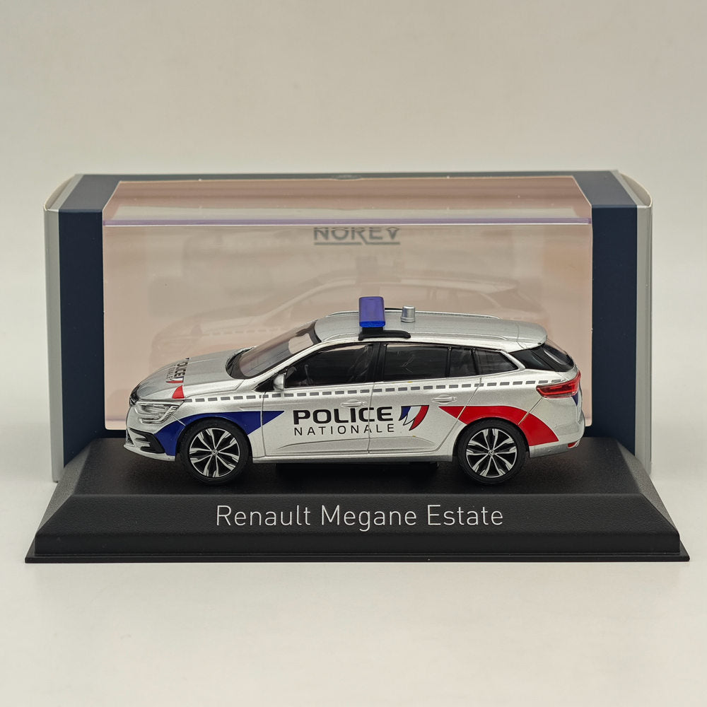 1/43 Scale Norev Renault Megane Estate 2022 Police Nationale Silver Diecast Car Model - Collectible Miniature Vehicle for Display, Gift & Police Car Enthusiasts