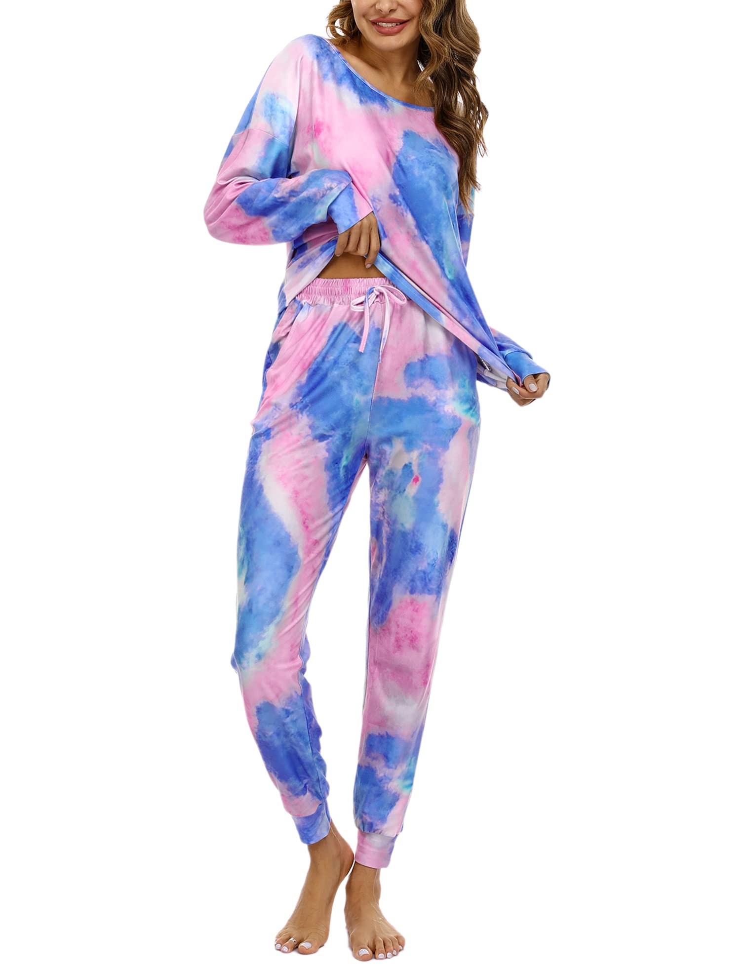 Totatuit Women's Casual 2-Piece Sweatsuit Set - Soft Pullover Sweatshirt & Jogger Pants with Pockets for Lounge, Workout, and Everyday Comfort