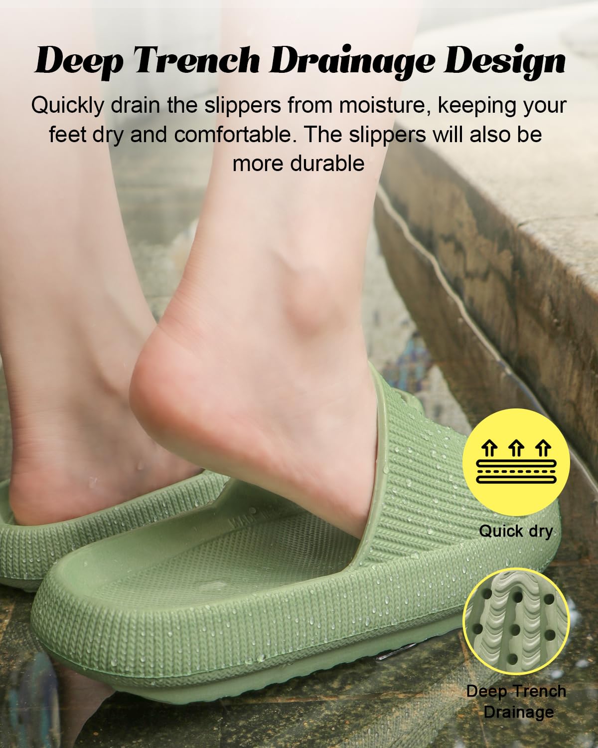 RRGIOH Cloud Slides for Women & Men - Ultra Soft House Slippers with Memory Foam - Indoor/Outdoor Comfort Slides for Home, Spa, Beach & Poolside Relaxation