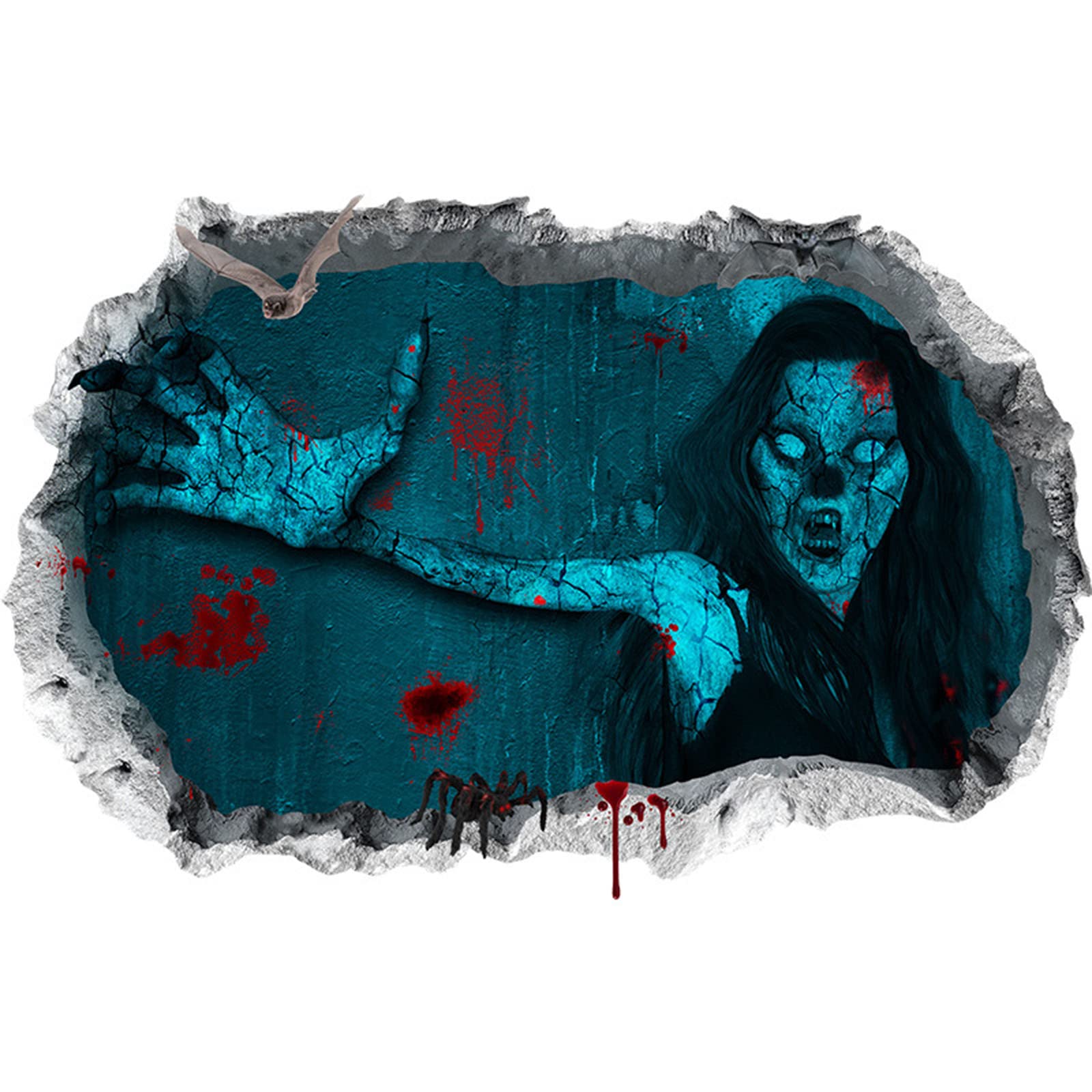 Broken Wall Terrors Wall Sticker - Horror Decor for Bedroom & Living Room