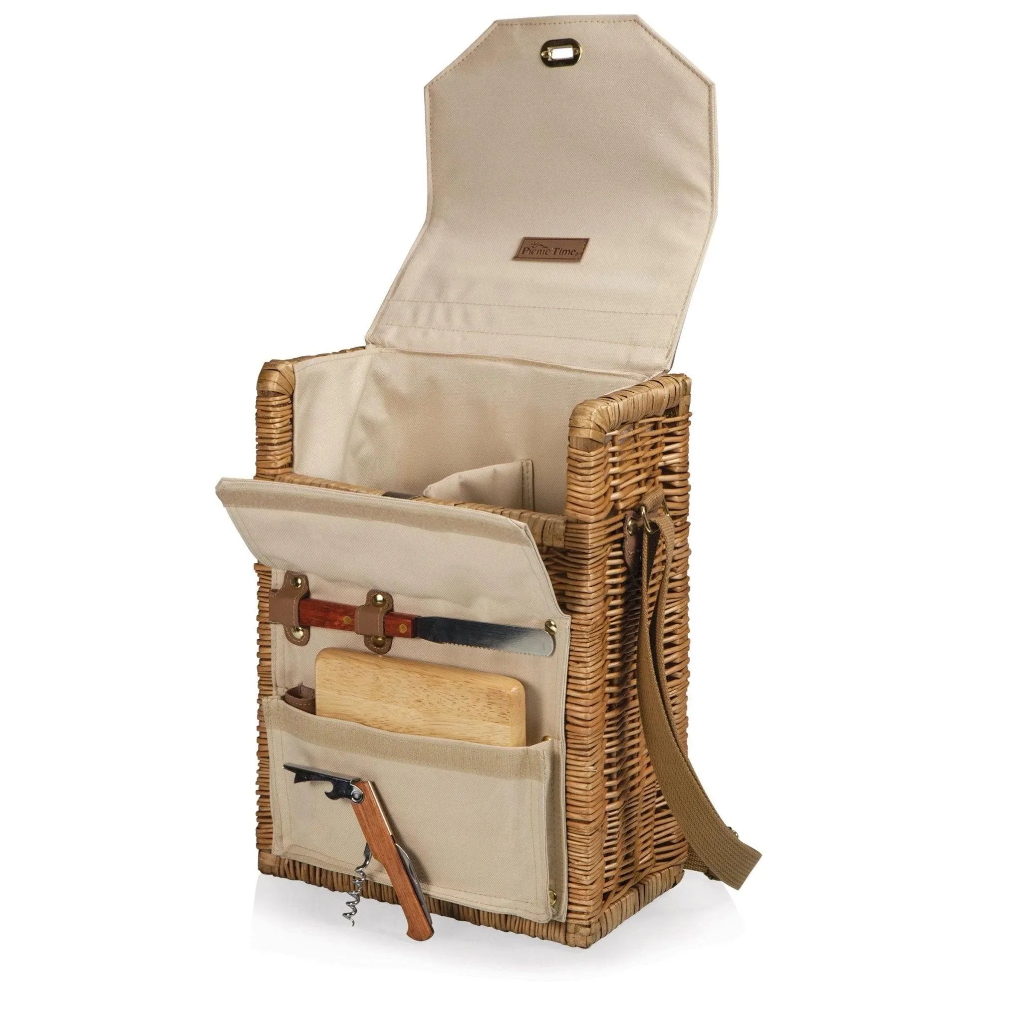 Premium Barcelona Wine & Cheese Gift Basket - Natural Willow Basket with Tan Lining - Perfect for Housewarming, Anniversary & Holiday Gifts