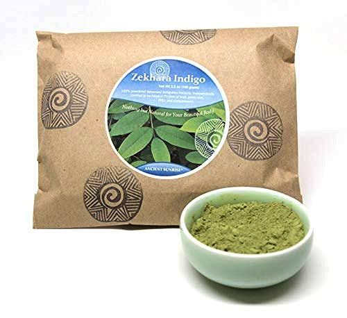 Ancient Sunrise Zekhara Organic Indigo Powder for Natural Hair Dye - 1kg (2.2lb) Pure Plant-Based Hair Color - Safe Gray Coverage & Henna Blends for DIY Hair Coloring at Home