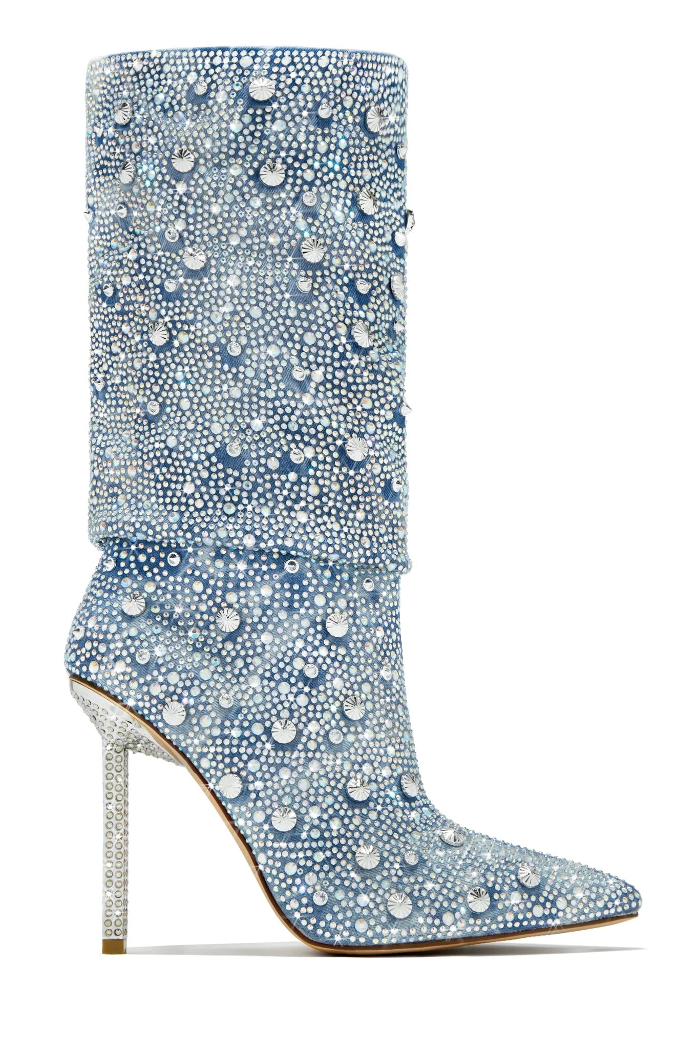 Women's Chelsea Embellished Denim Boots - Stylish Ankle Boots with Rhinestone Decor for Casual Outfits & Night Out | Perfect for Fall Fashion, Date Nights & Office Wear