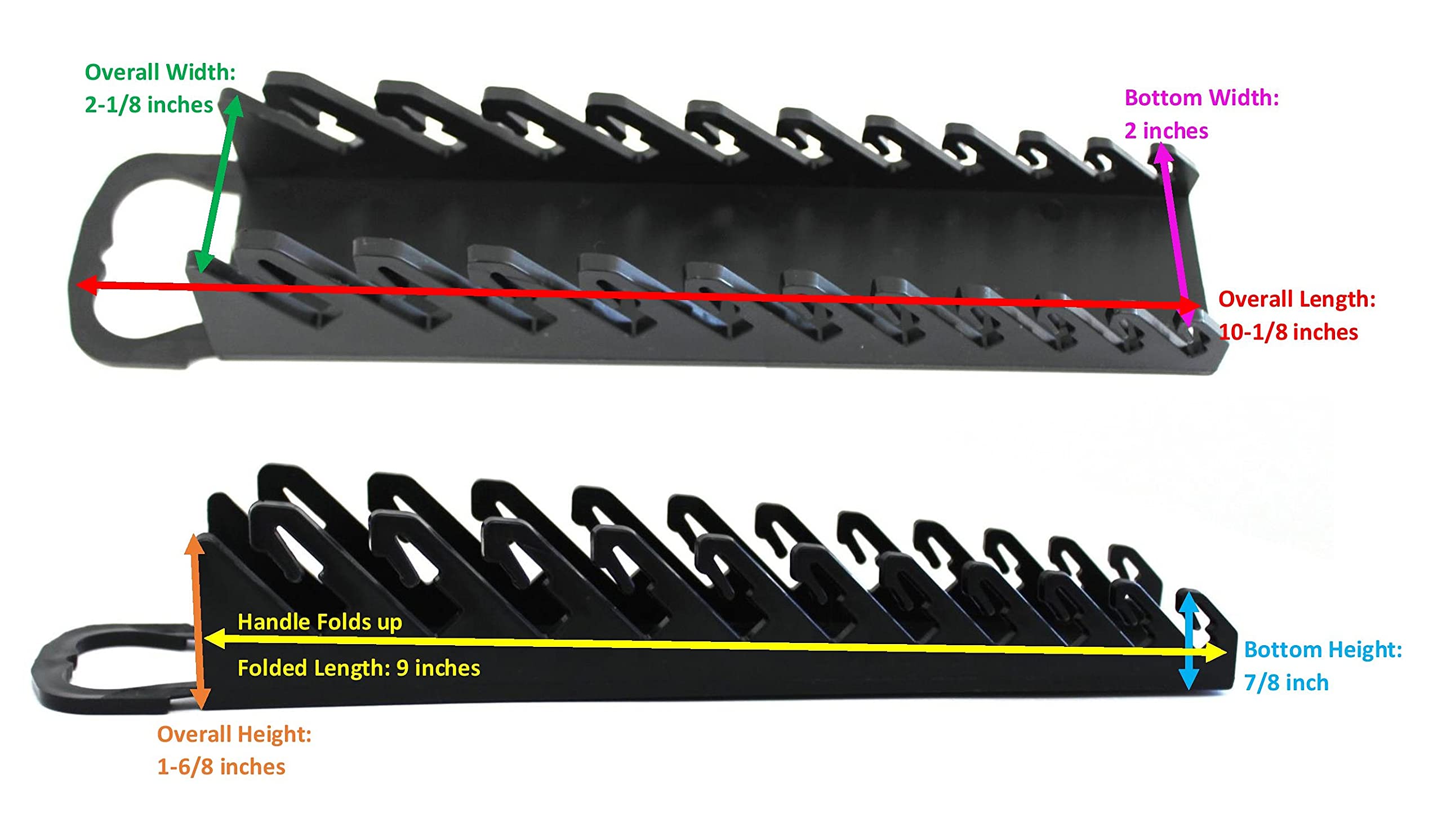11-Tool Gripper Wrench Organizer Tool Tray Kit for Stubby & Line Wrenches (4-Piece Set, Black & Red) - Perfect for Mechanics, DIY Projects & Toolbox Organization