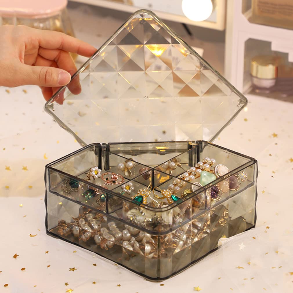 2-Layer Clear Jewelry Box Organizer - Portable Jewelry Storage Case for Rings, Earrings & Accessories - Perfect Travel Jewelry Holder for Women & Girls - Great for Home, Travel & Gift Giving