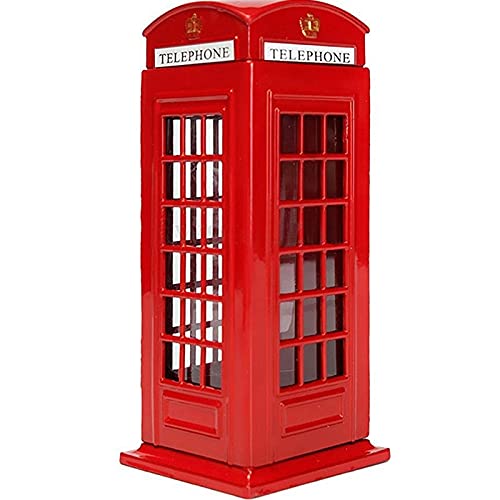 Metal Red British Style London Telephone Booth Piggy Bank - Coin Saving Box for Kids & Adults (140x60x60mm) | Perfect for Home Decor, Gift Giving & Coin Collection