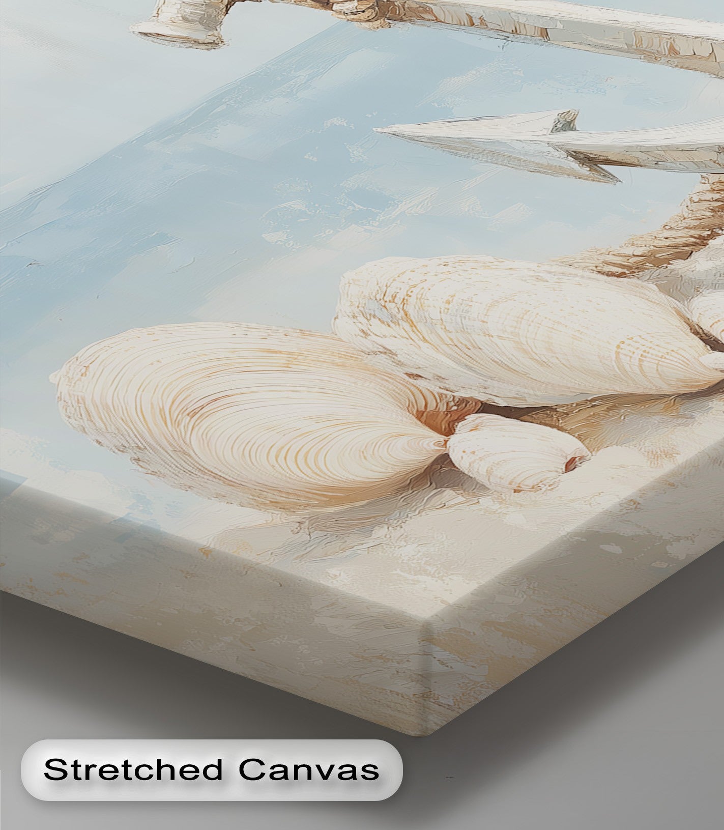 Anchor and Seashells by the Sea - Coastal Beach Wall Art Canvas Print for Living Room, Bedroom & Office Decor