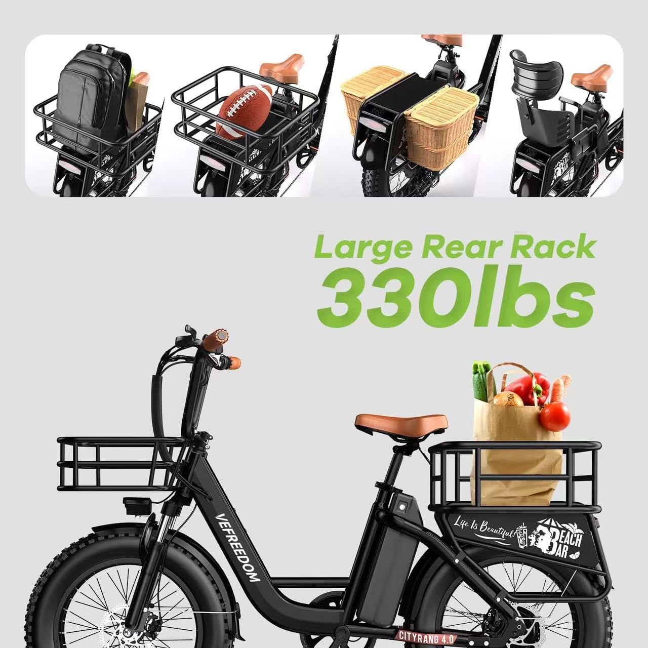 1500W Peak Electric Bike for Adults - 48V 20Ah Removable Battery, 70 Miles Range & 30MPH Speed - 20