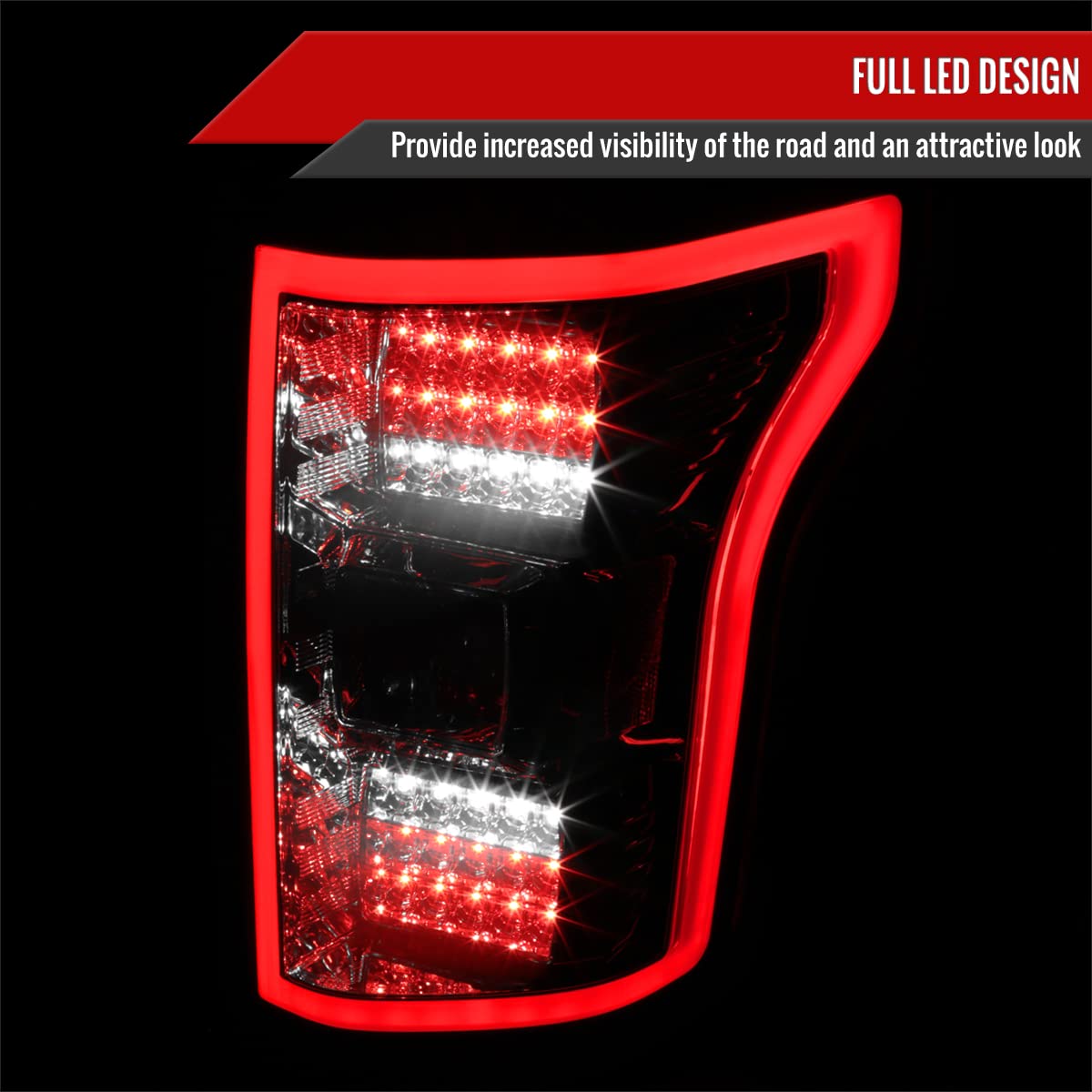 Ford F150 2018-2020 LED Tail Lights - Smoked Lens with DRL Bar | Replacement Brake Lamps for Ford F-150 Pickup Truck | Perfect for Night Driving & Off-Road Adventures
