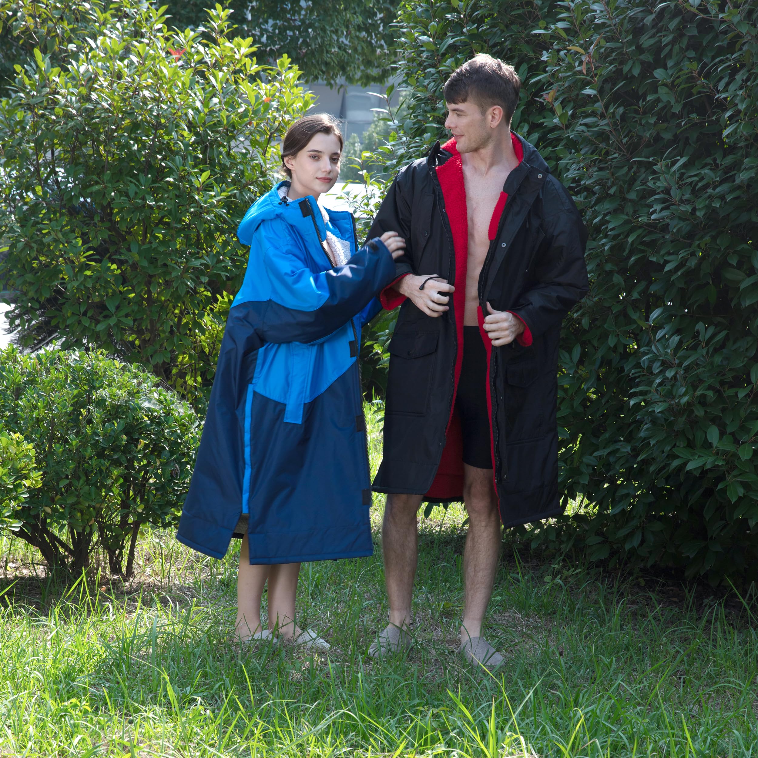 **Unisex Waterproof Swim Parka - Oversized Quick Dry Hooded Surf Poncho for Men & Women, Windproof Beach Changing Robe - Perfect for Surfing, Swimming & Outdoor Activities**