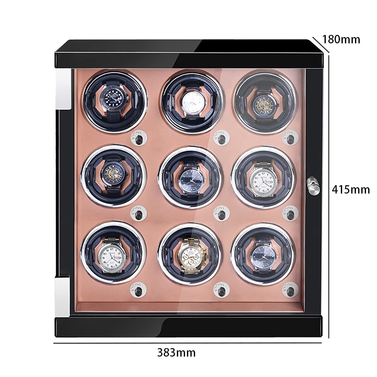 Premium Wooden Watch Winder Box for 9 Automatic Watches - LED Display Case with Quiet Japanese Mabuchi Motor - Luxury Piano Finish for Men & Women - Perfect for Watch Collectors & Jewelry Storage