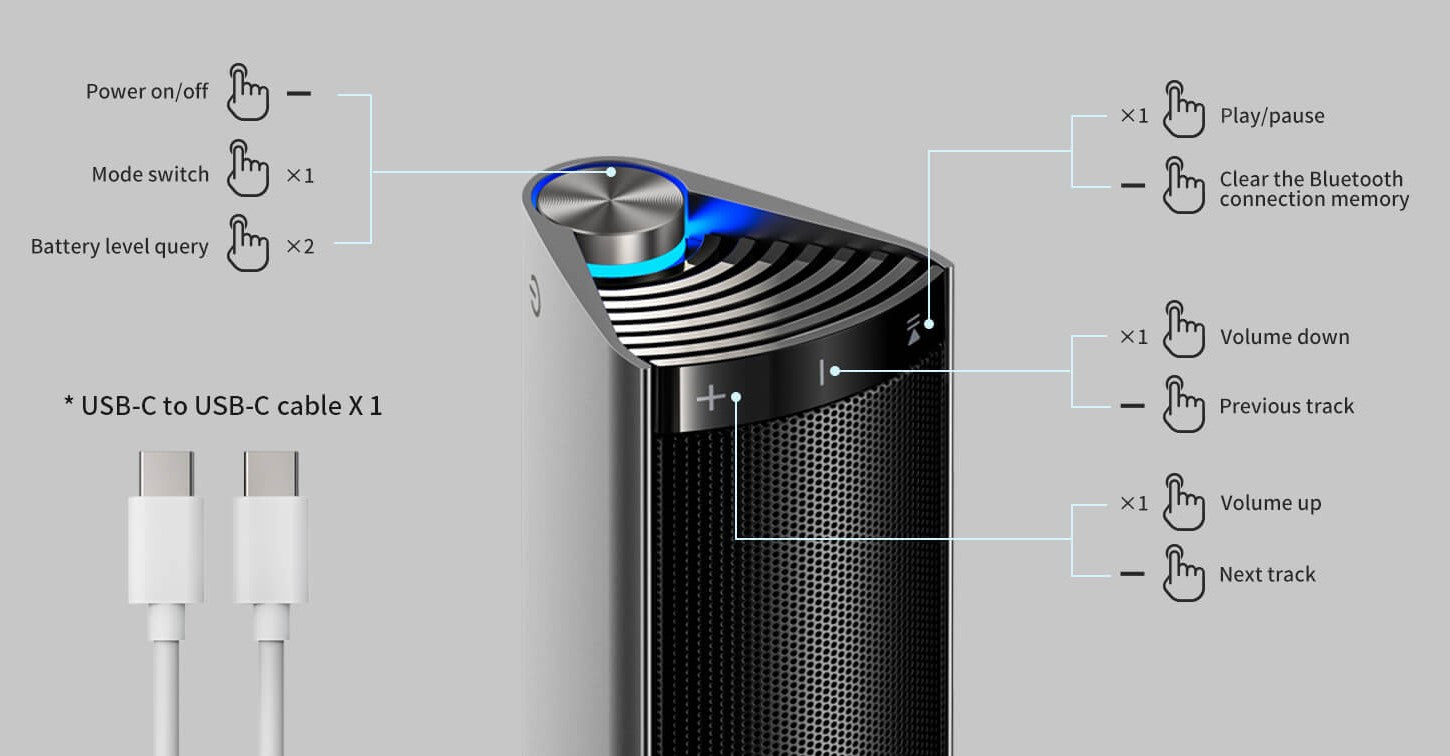 Edifier MF200 Premium Bluetooth Speaker - Wireless Portable Tabletop Speaker with High-Quality Sound, Silver - Perfect for Home, Office, and Outdoor Use
