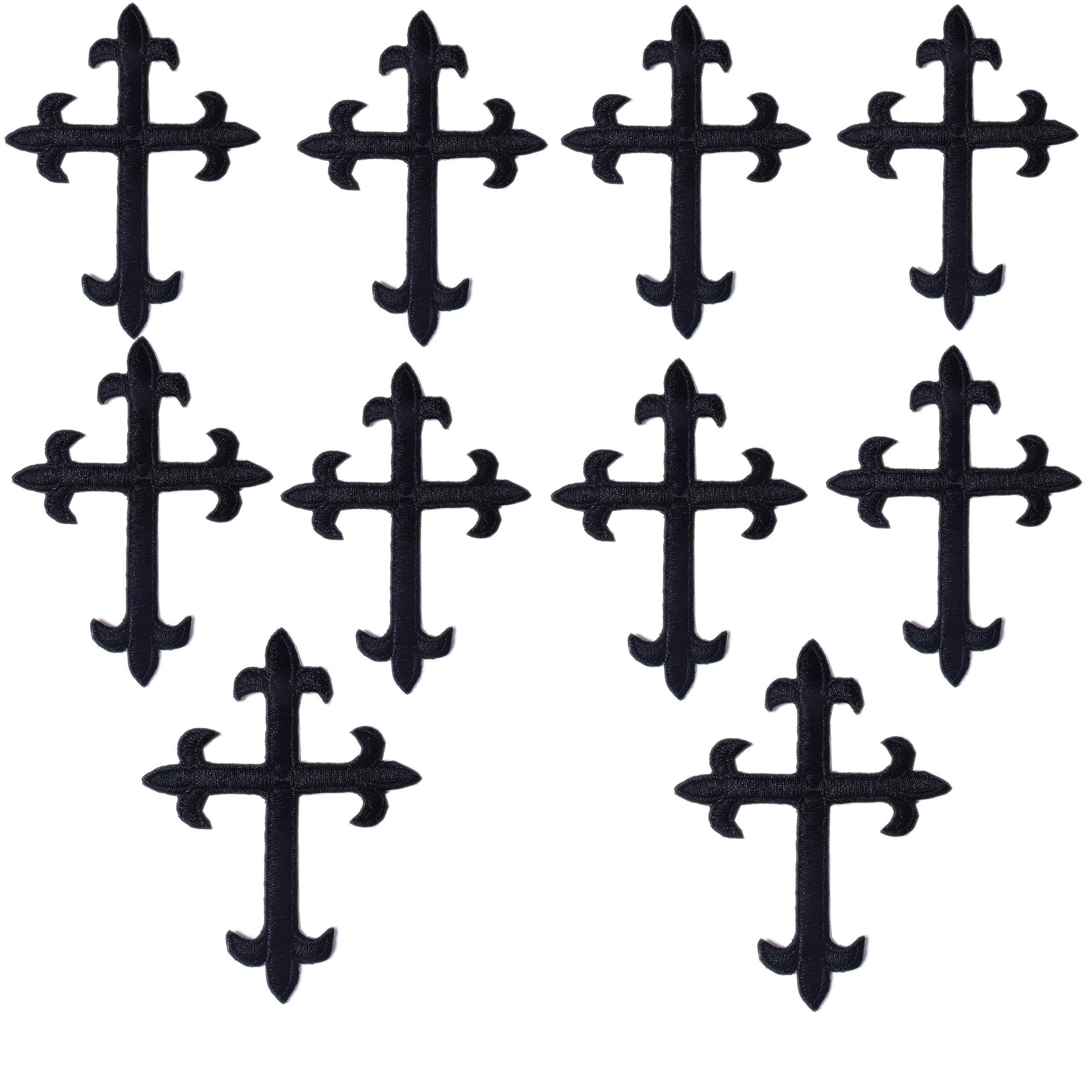 10 Pcs Black Iron On Embroidered Patches - DIY Sewing Appliques for Clothing, Jackets, Backpacks & Jeans - Decorative Badges for Customizing & Personalizing Outfits (Perfect for DIY Crafts, Fashion Upgrades & Gifts)