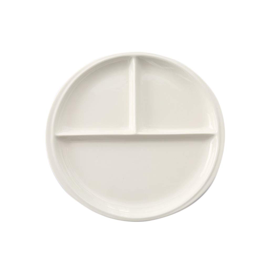 UPKOCH 10.5 Inch Divided Porcelain Dinner Plates - 3 Compartment Ceramic Plates for Kids & Adults - White Salad Plates & Dishes Tray - Perfect for School Lunches, Picnics, and Family Dinners