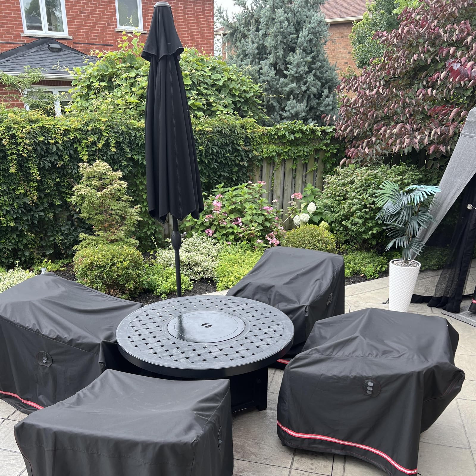 Heavy Duty Waterproof Patio Chair Cover - Durable Outdoor Armchair Sofa Cover - Fade Resistant Black Lawn Furniture Protector 37