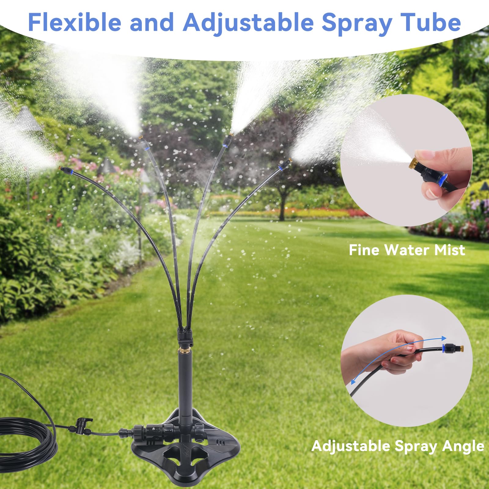 Upgraded Standing Patio Misters - 26.24FT Portable Outdoor Misting Cooling System for Backyard, Pool, Garden | Perfect for Summer Cooling, Pet Hydration & Water Play Activities