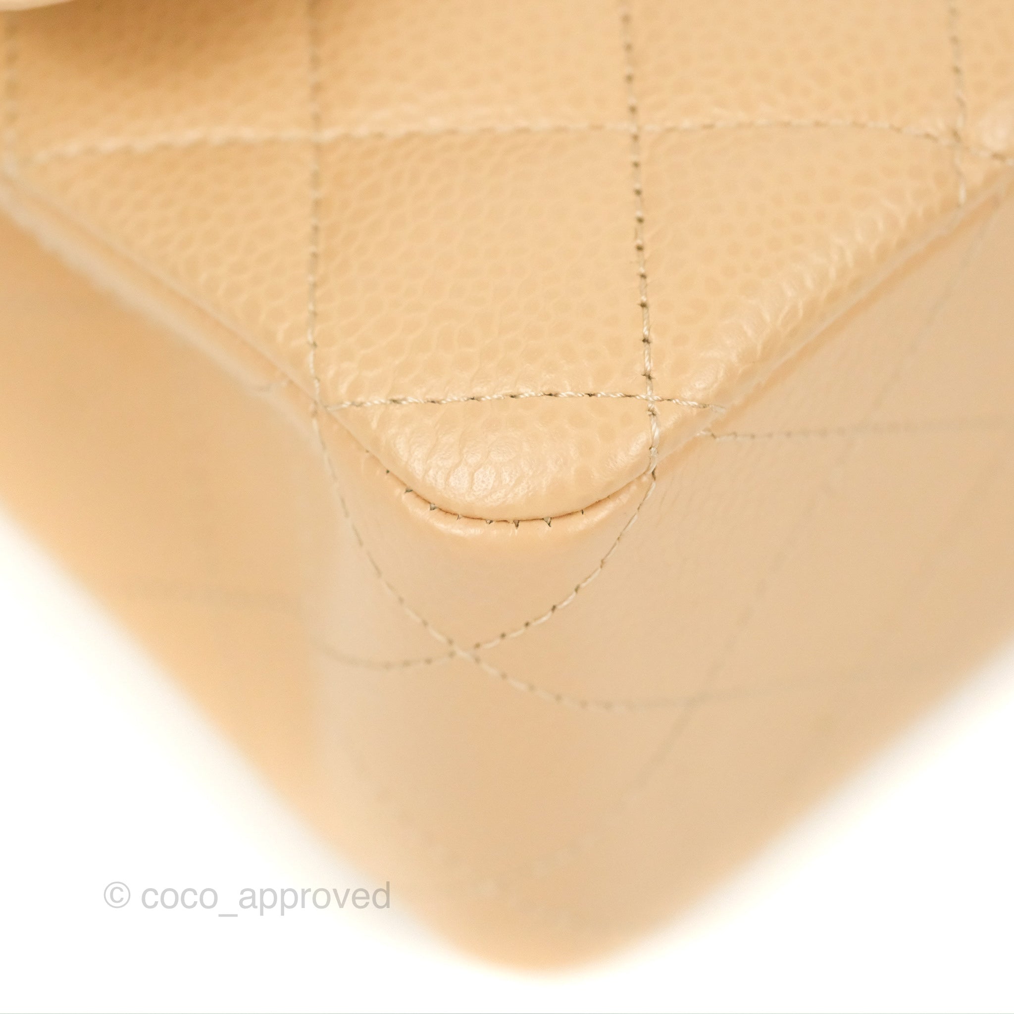 Chanel Classic M/L Medium Double Flap Bag Quilted Beige Caviar Leather with Gold Hardware - Luxury Handbag for Women, Perfect for Work, Parties & Everyday Use