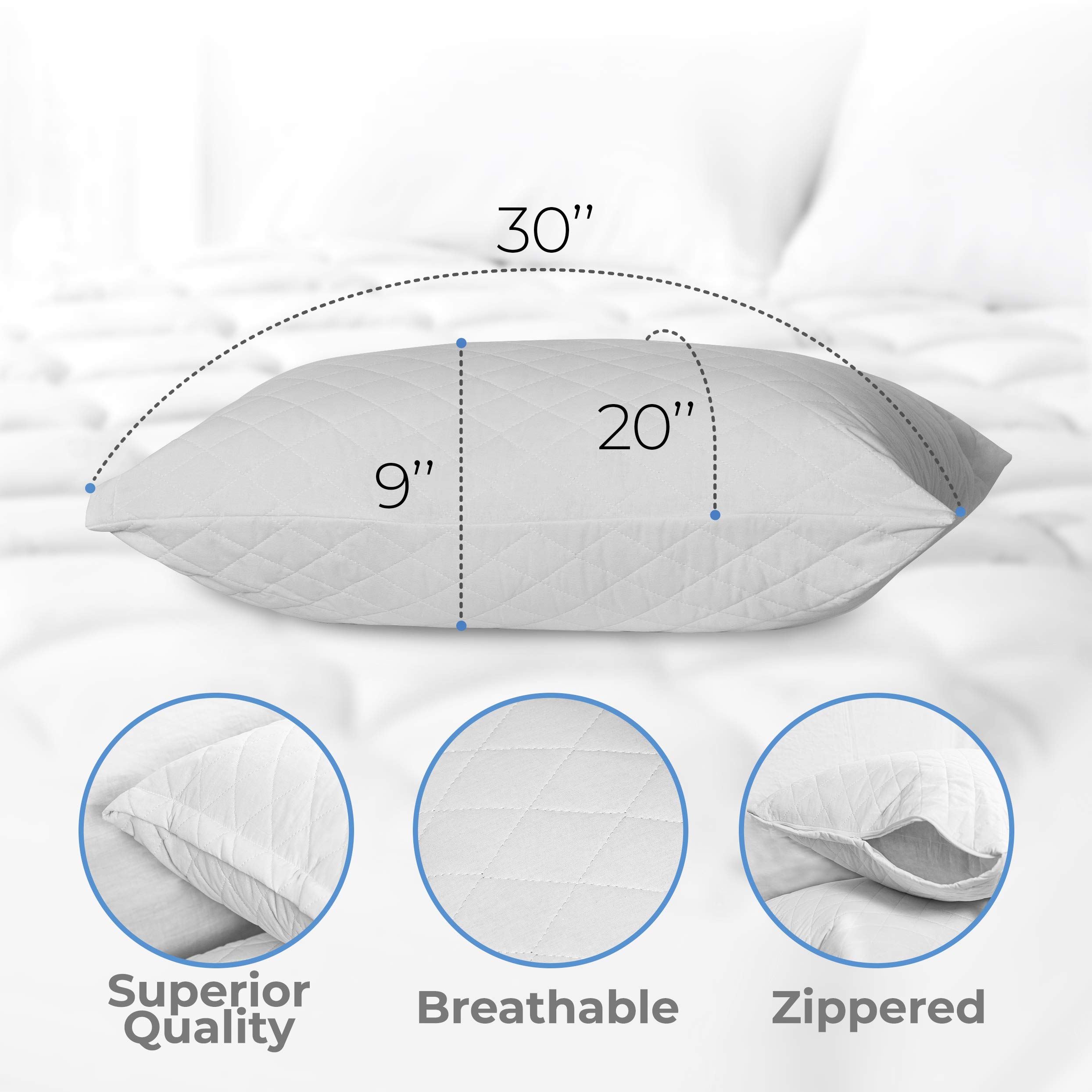 Premium 12-Pack Queen Size Diamond Elegant Bed Pillows - Luxury Hotel Quality Pillows for Side, Back & Stomach Sleepers - 100% Cotton Cover & Washable Microfiber Fill - Perfect for Home, Hotel, and Airbnb Use