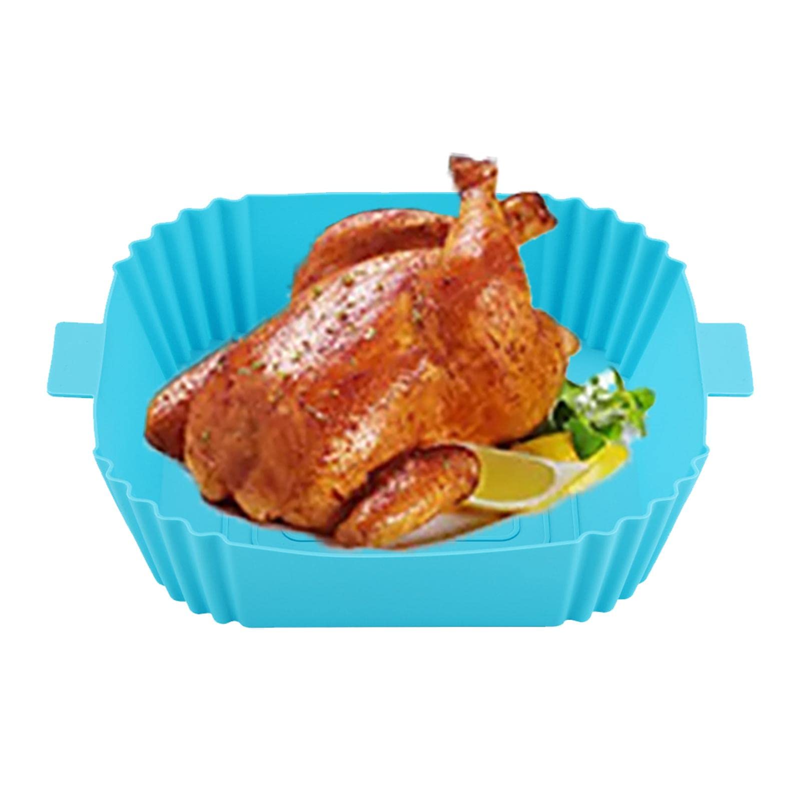 Heat-Resistant Silicone Air Fryer Basket with Handle - Reusable Oven & Baking Accessories - Easy Clean Square Silicone Pot - Replacement for Parchment Paper - Perfect for Roasting Vegetables, Cooking Chicken Wings & Meal Prep