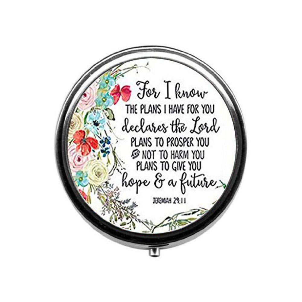 Christian Scripture Pill Box - Bible Verse Candy Jewelry Box with Glass Compartment for Daily Medication & Inspirational Reminders | Perfect for Church, Travel, Home Use