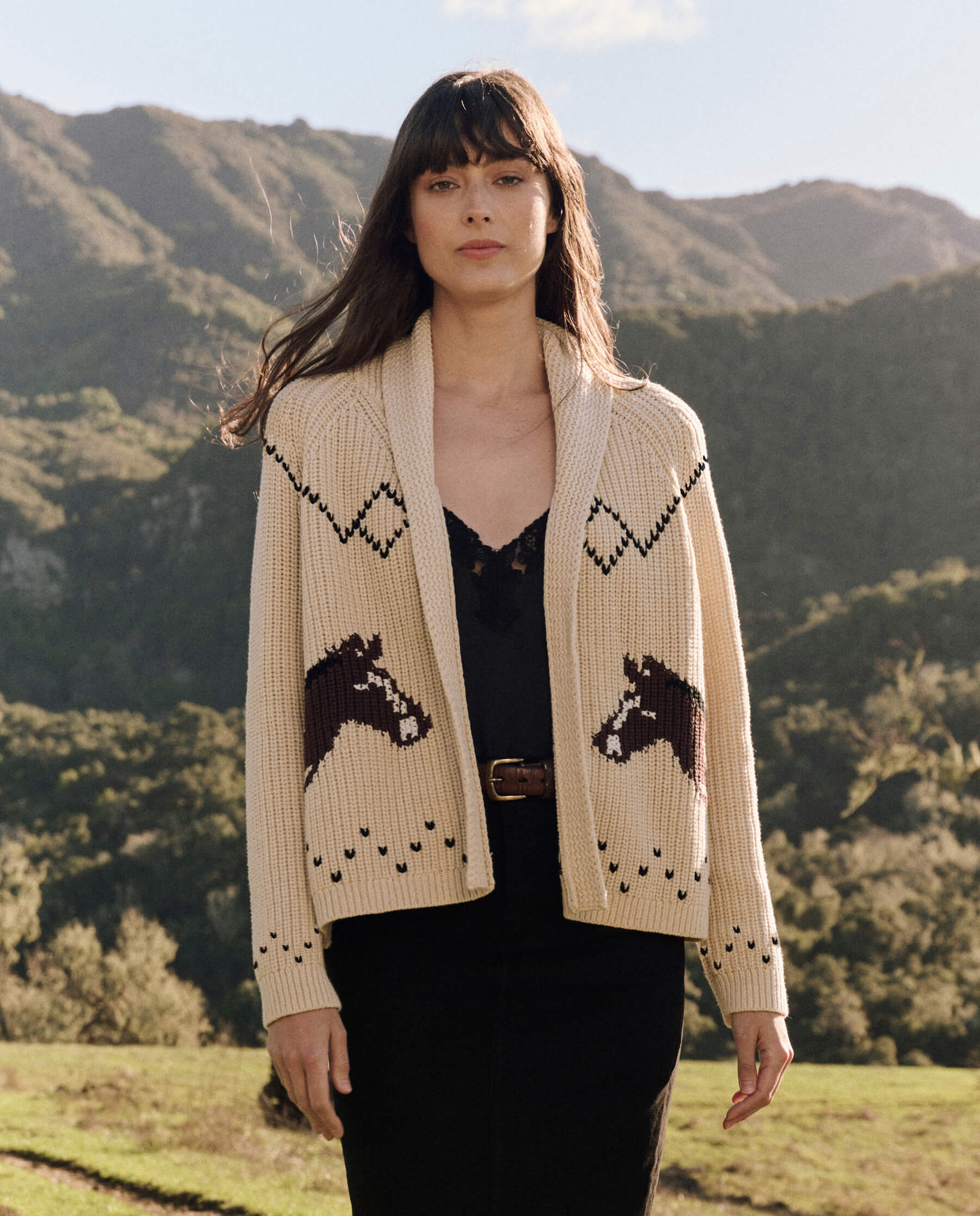 The Horse Lodge Cardigan - Soft Cream Knit Sweater for Women | Cozy Fall & Winter Fashion | Perfect for Casual Outings and Relaxing at Home