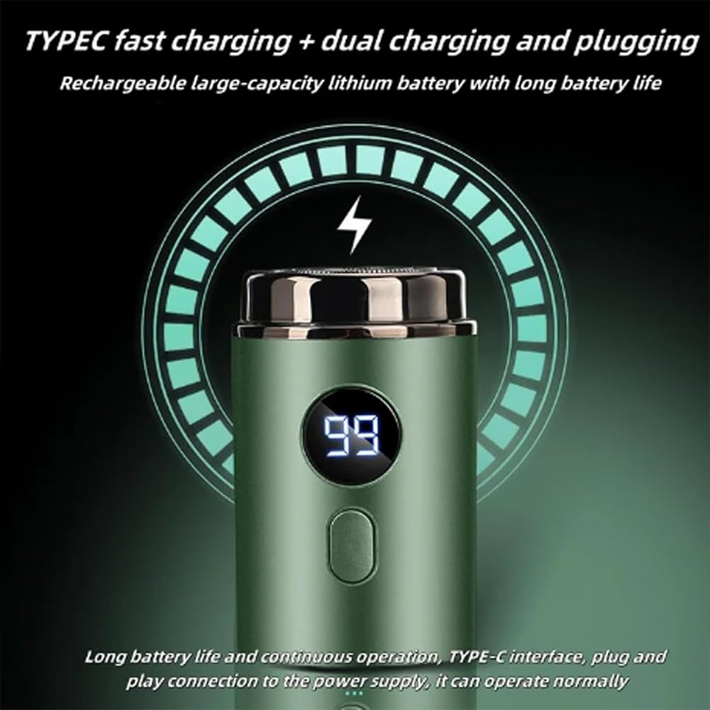 Doonai Mini Portable Electric Shaver for Men & Women - USB Rechargeable Travel Razor, Pocket Size Wet/Dry Washable Trimmer - Perfect for Home, Office & On-The-Go Grooming (Green)