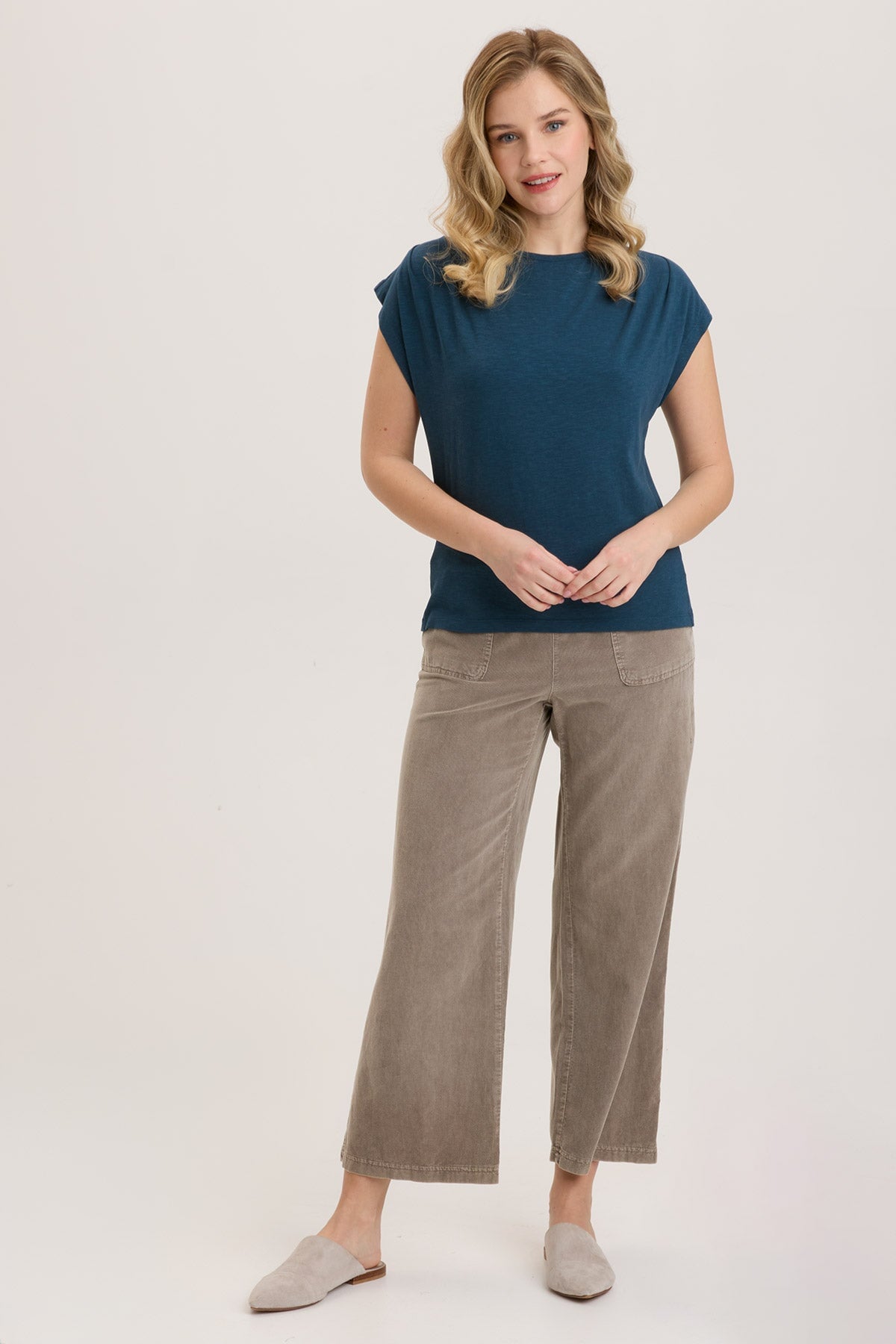 Slub Arwen Top Sea Port - Stylish Women's Casual Blouse for Summer, Beach & Everyday Wear