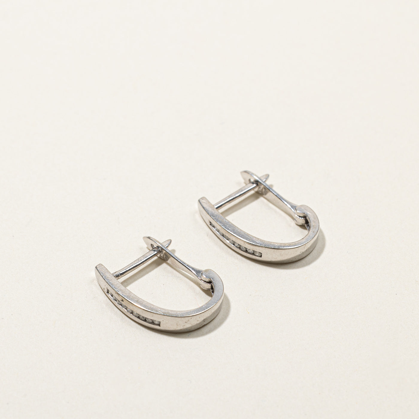 Channel Diamond Huggie Hoop Earrings | 0.06ctw Diamond Stud Earrings for Women | Perfect for Everyday Wear, Date Nights & Special Occasions