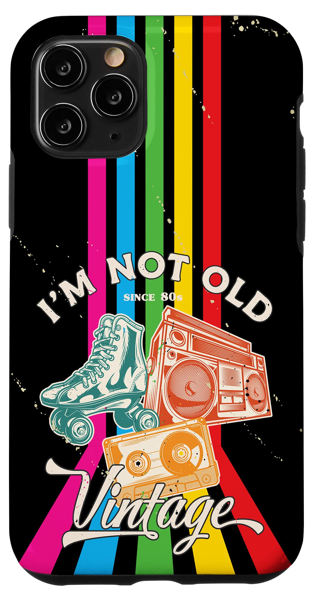 Vintage Roller Skater iPhone 11 Pro Case - Retro Cassette & Radio Design - Perfect for Skating, Music Lovers & 80s Nostalgia Fans
