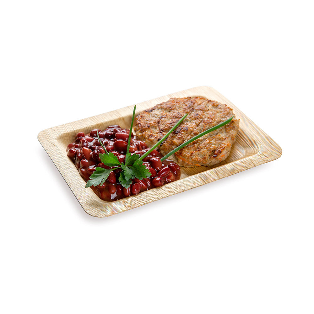100-Pack Eco-Friendly Bamboo Plates & Flatware Set | Biodegradable Rectangle Dinnerware for Parties, Picnics, and Events | Sustainable Disposable Plates and Cutlery Combo