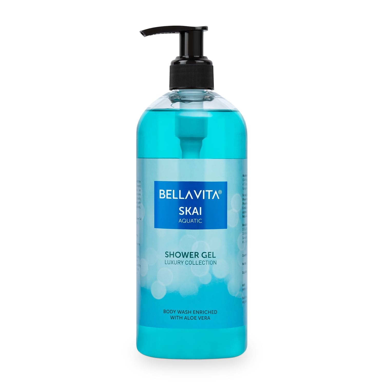 Bella Vita Luxury Skai Aquatic Unisex Body Wash - Deep Cleansing, Hydrating & Moisturizing Shower Gel with Aloe Vera (500ml) | Refreshing for Daily Use, Gym & Spa