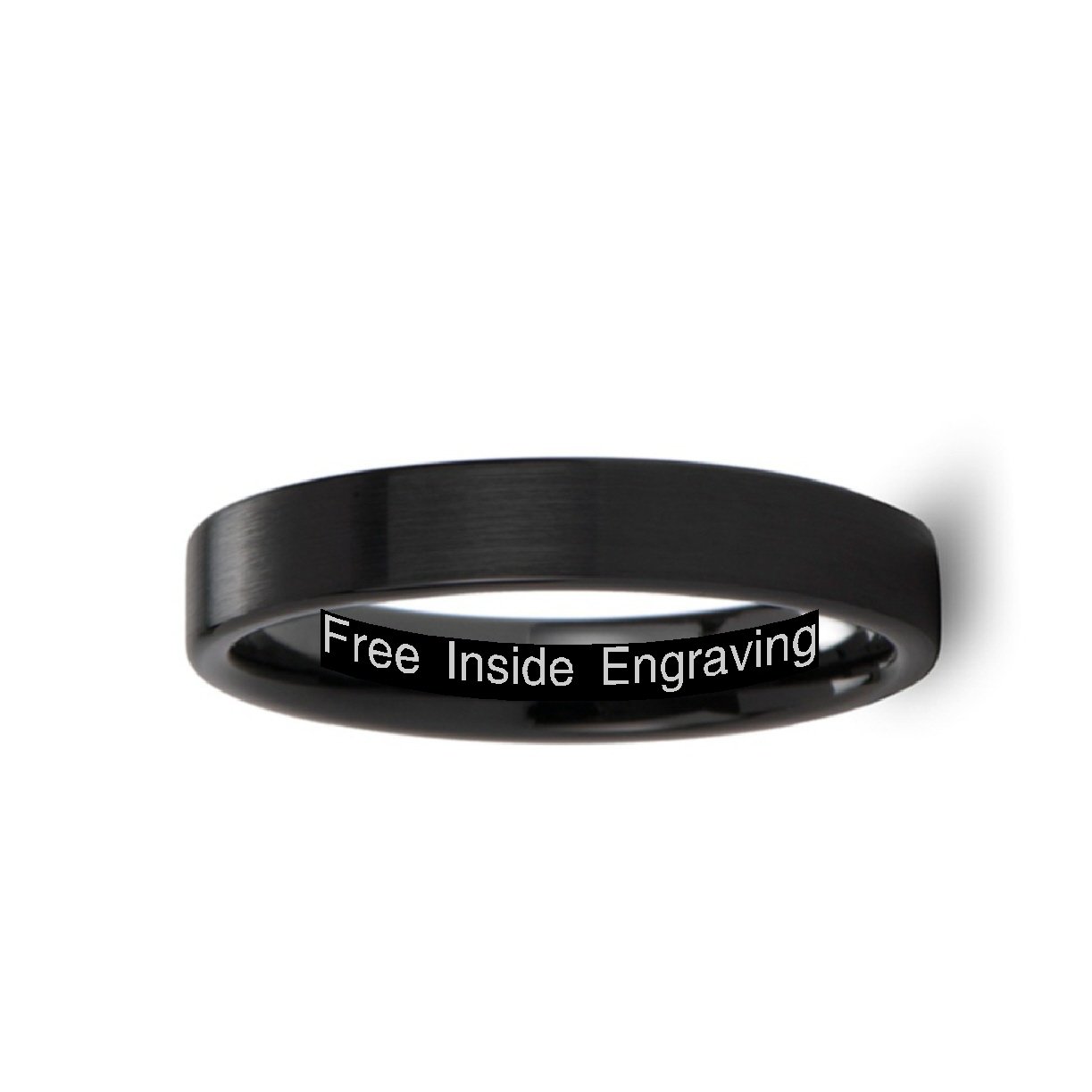 DRAKON 6mm Wide Black Ceramic Wedding Band for Men - Brushed Finish with Custom Inside Engraving - Perfect for Anniversaries, Engagements & Gifts