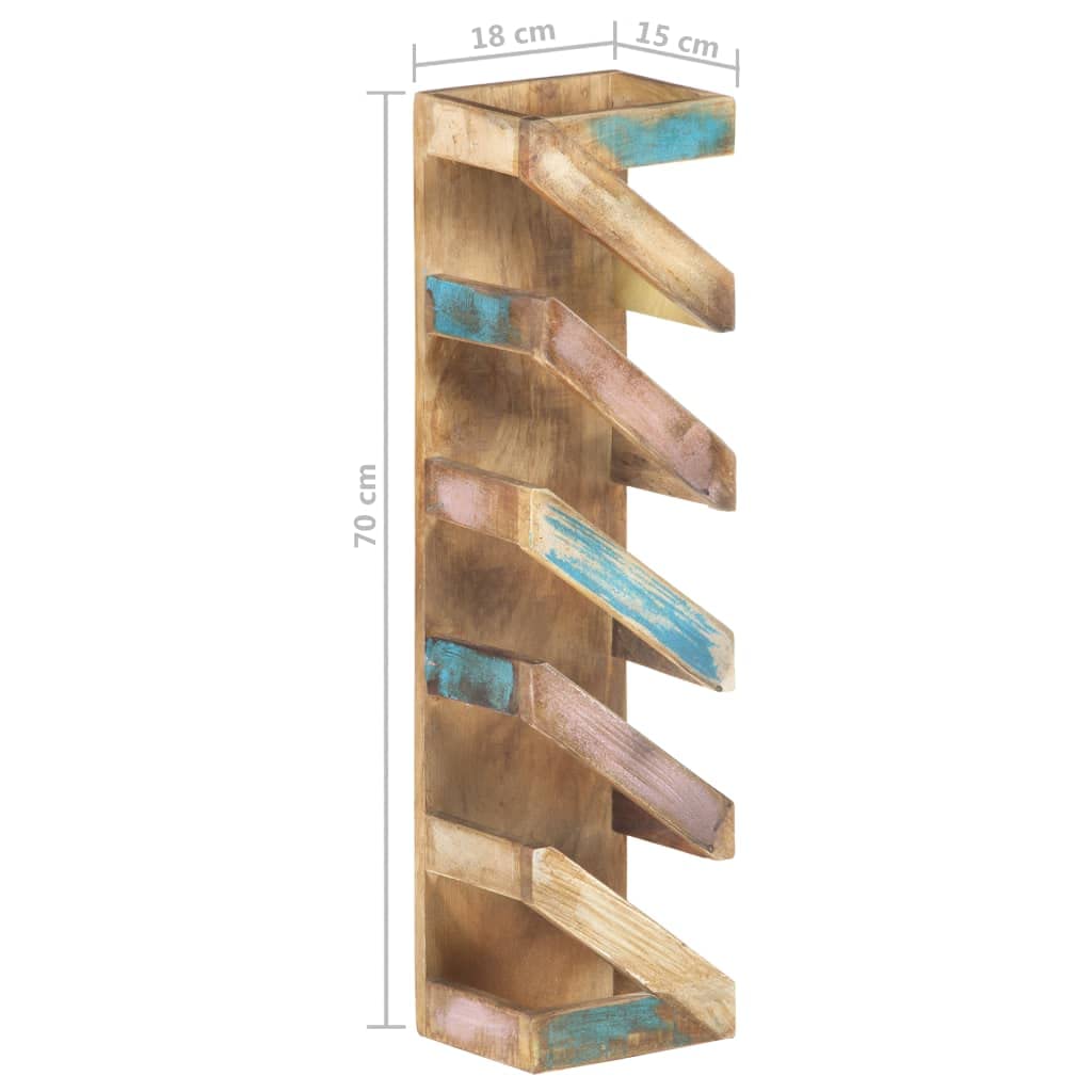 CHARMMA 5-Bottle Wine Rack - Solid Reclaimed Wood (3.6KG) - Perfect for Kitchen, Dining Room, Bar & Wine Cellar Storage