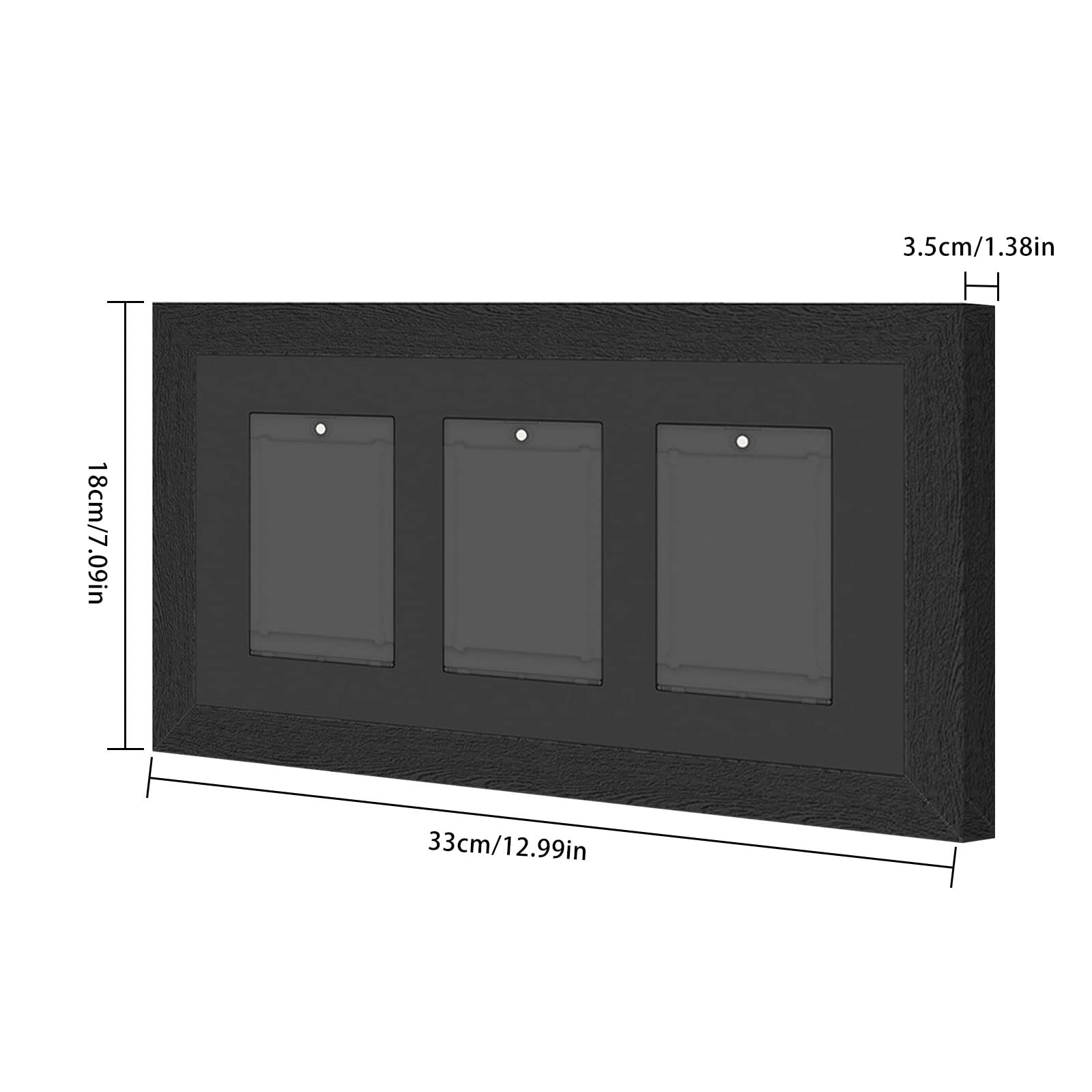 Premium 3-Slot Trading Card Display Frame - Wall Mount Magnetic Holder for Standard Graded Baseball, Basketball, Football & MTG Yugioh Cards - Perfect for Home Office Decor & Collector Showcase