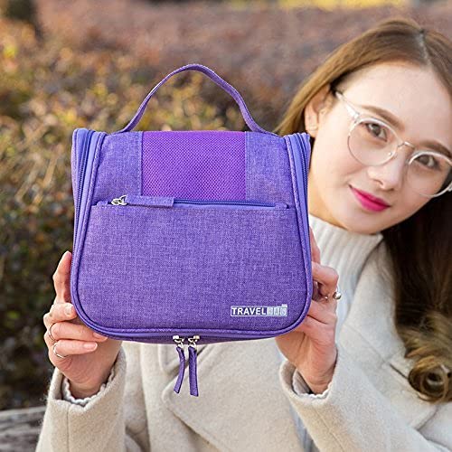 NIDY® Hanging Travel Toiletry Bag for Men & Women - Waterproof Cosmetic Organizer with Leak-Proof Design | Perfect for Makeup, Bathroom & Shower Essentials | Ideal for Travel, Gym & Camping Trips (Purple)