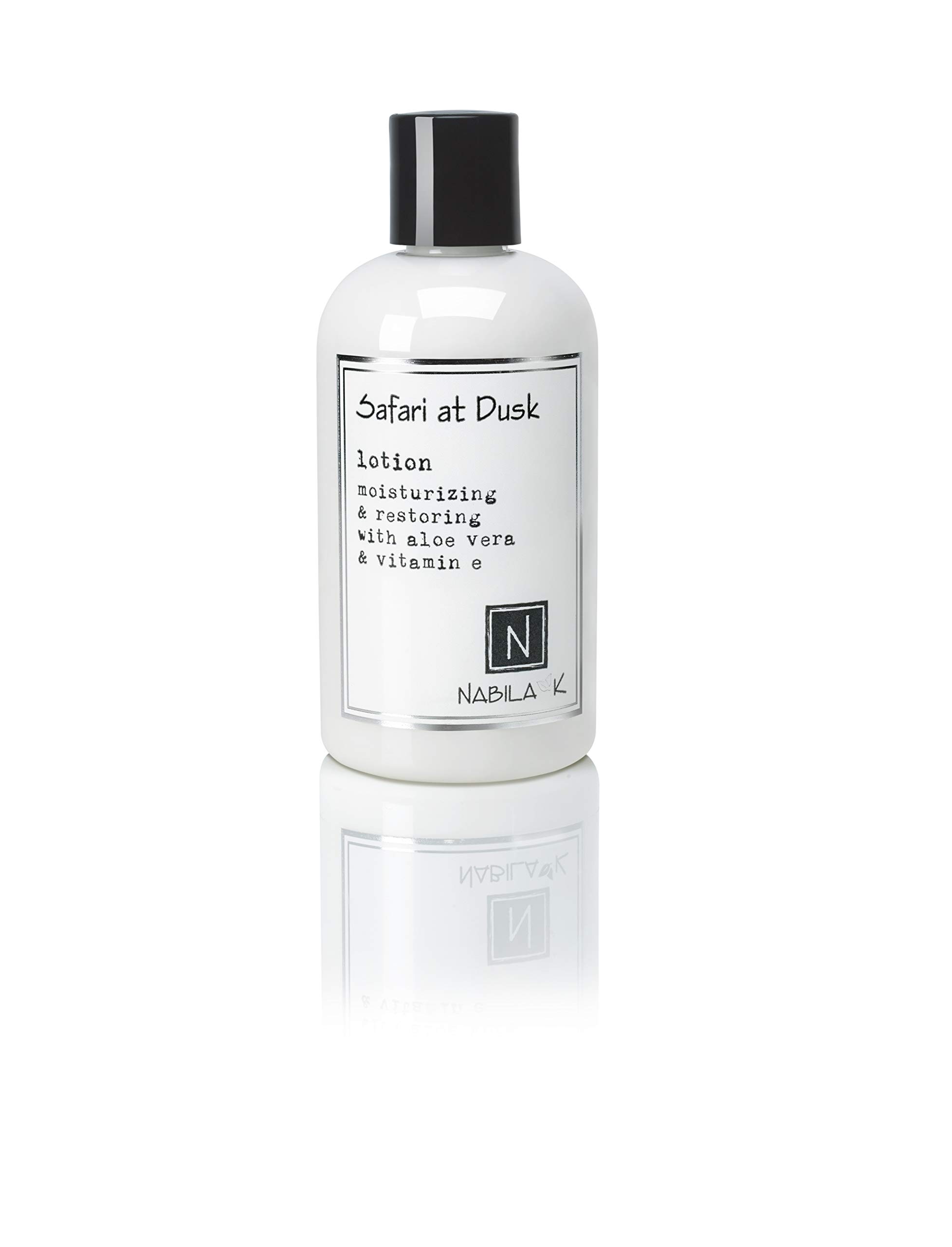 Safari at Dusk Body Lotion - Aloe Vera & Water Based Moisturizer with Shea Butter & Olive Oil for Dry Skin - 8 oz - Natural Scented Hand & Foot Cream for Hydration - Perfect for Nighttime Skincare Routine & Travel