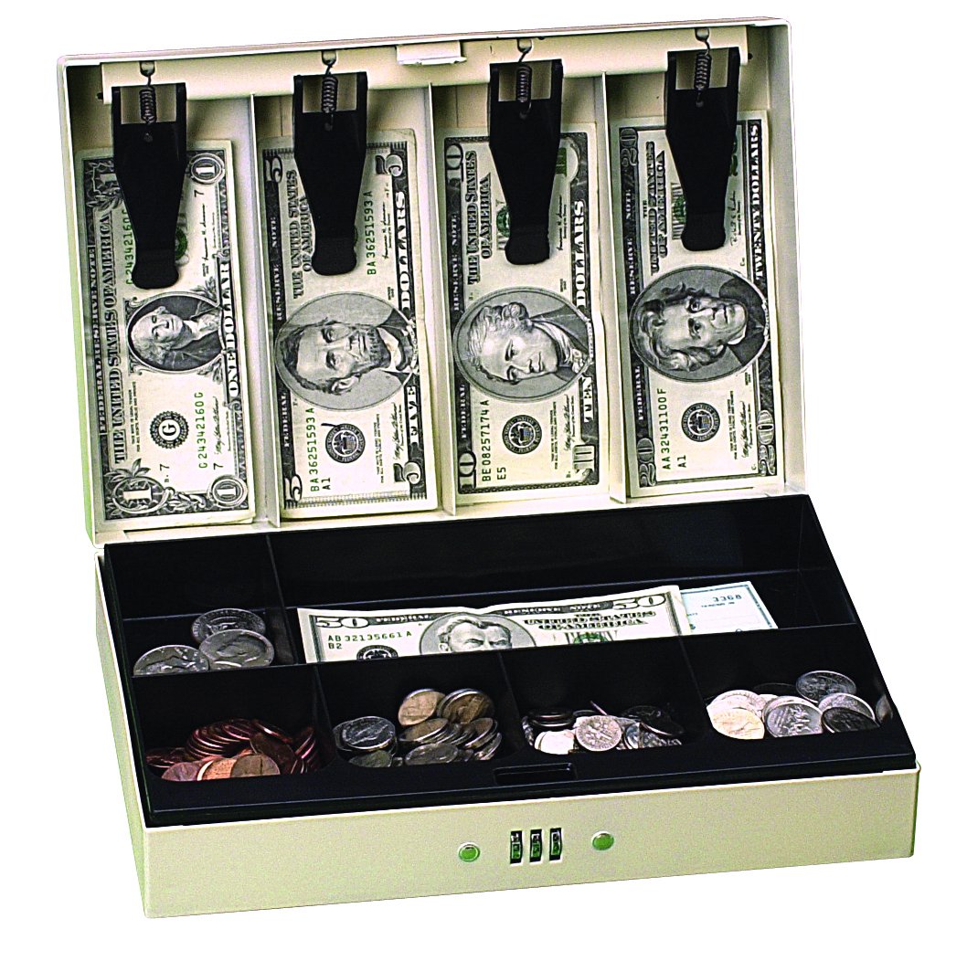 PM Company SecurIT Combination Cash Lock Box - 11.5 x 7.75 x 3.25 Inches Beige Safe Deposit Box for Home, Office & Business - Secure Money, Jewelry & Important Documents (04961)