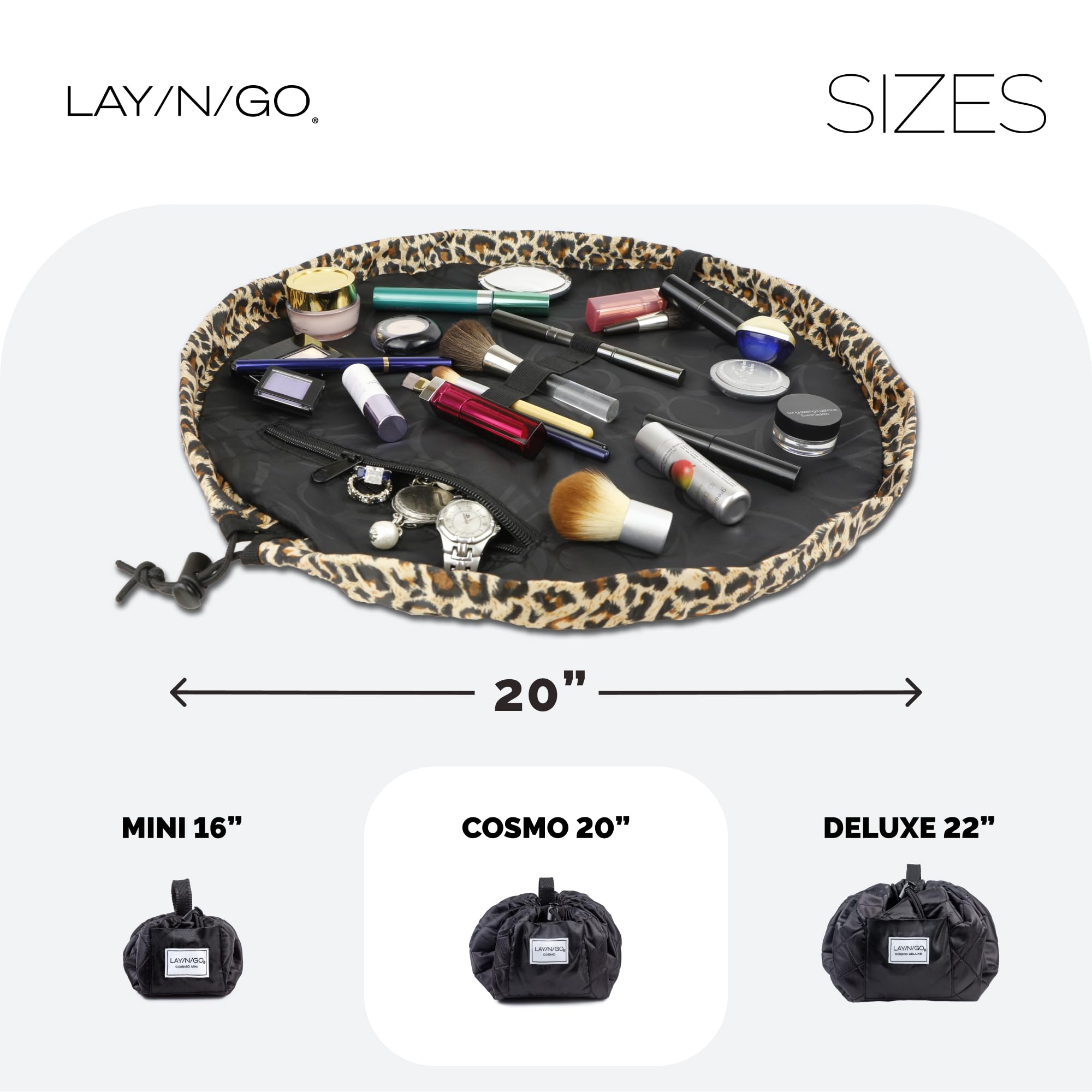 Lay-n-Go Cosmo Drawstring Cosmetic & Makeup Bag Organizer - 20