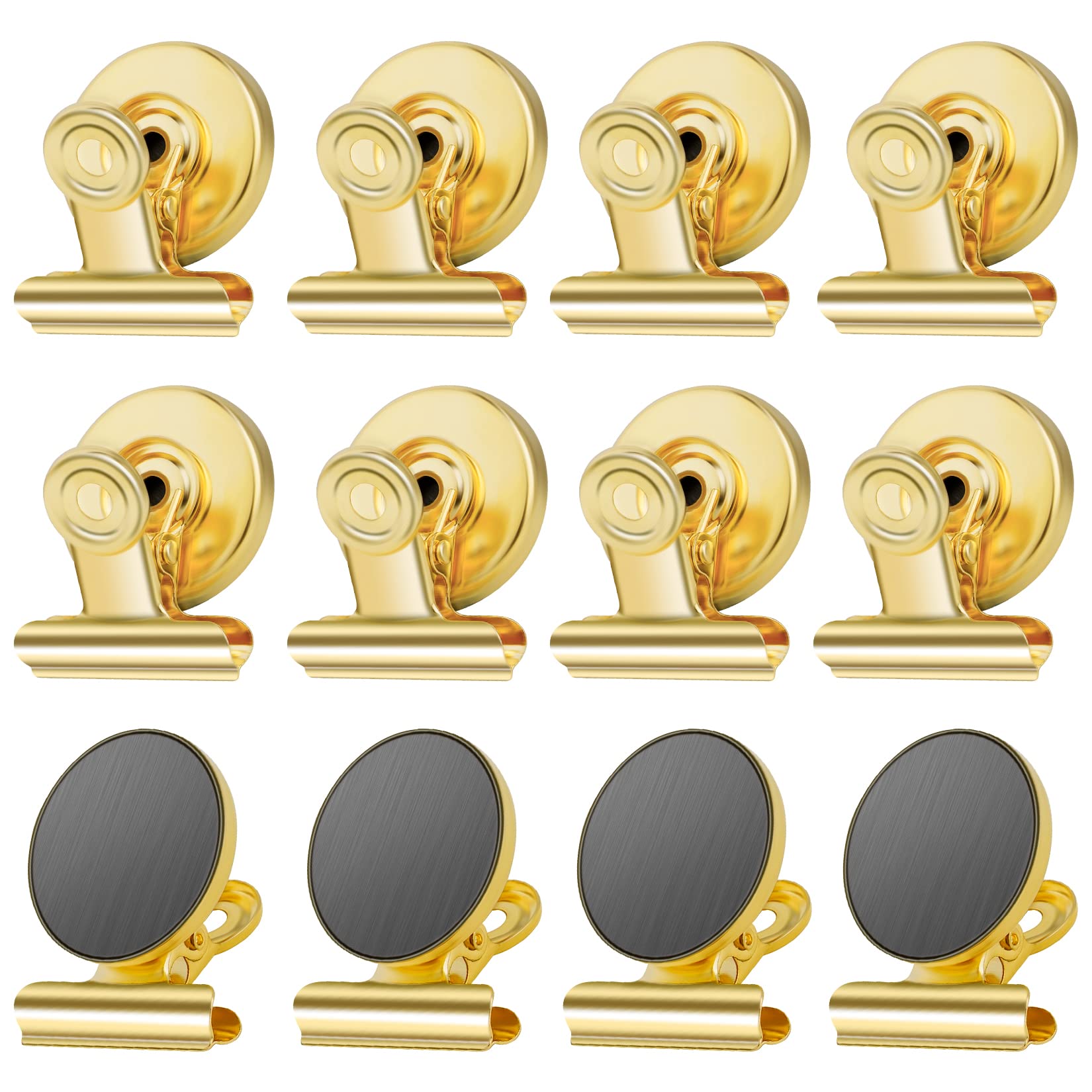 GRTARD 12-Pack Heavy Duty Magnetic Clips with Anti-Scratch Sticky Pads - Strong Refrigerator Magnets, Whiteboard Clips & Non-Scratch Metal Fridge Organizers for Kitchen, Office & Classroom Use