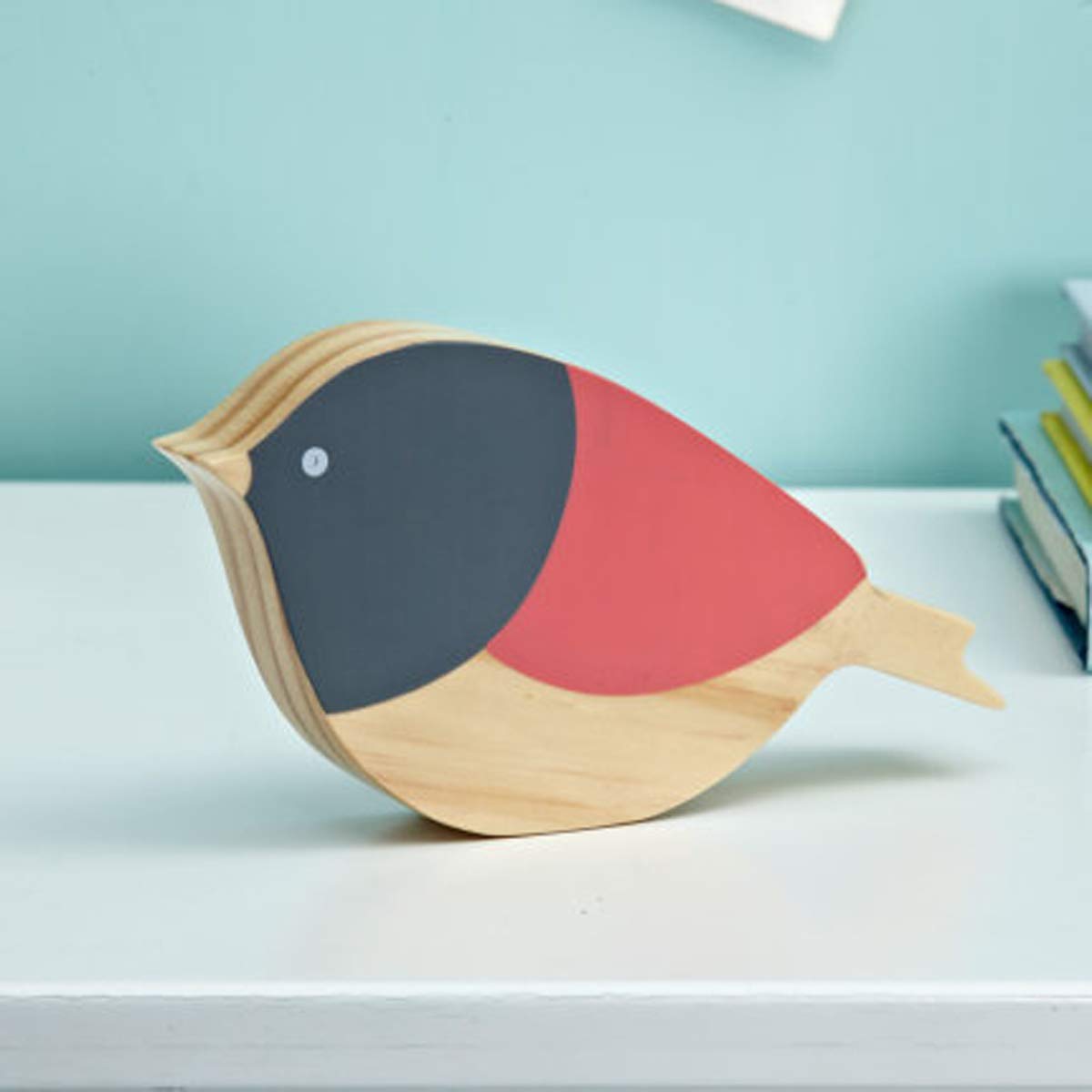 Handmade Wooden Bird Statue Sculpture - Premium Red Bird Tabletop Figurine for Nursery Room Decor, Home Decoration & Unique Kids Gifts | Perfect for Baby Showers, Birthday Presents & Farmhouse Style Décor