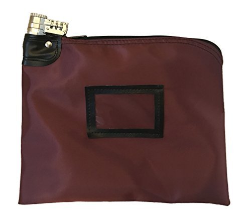 Secure Locking Money Bag - Durable Laminated Nylon with Combination & Key Lock - Burgundy Color - Ideal for Cash Handling, Retail Stores, and Travel Security