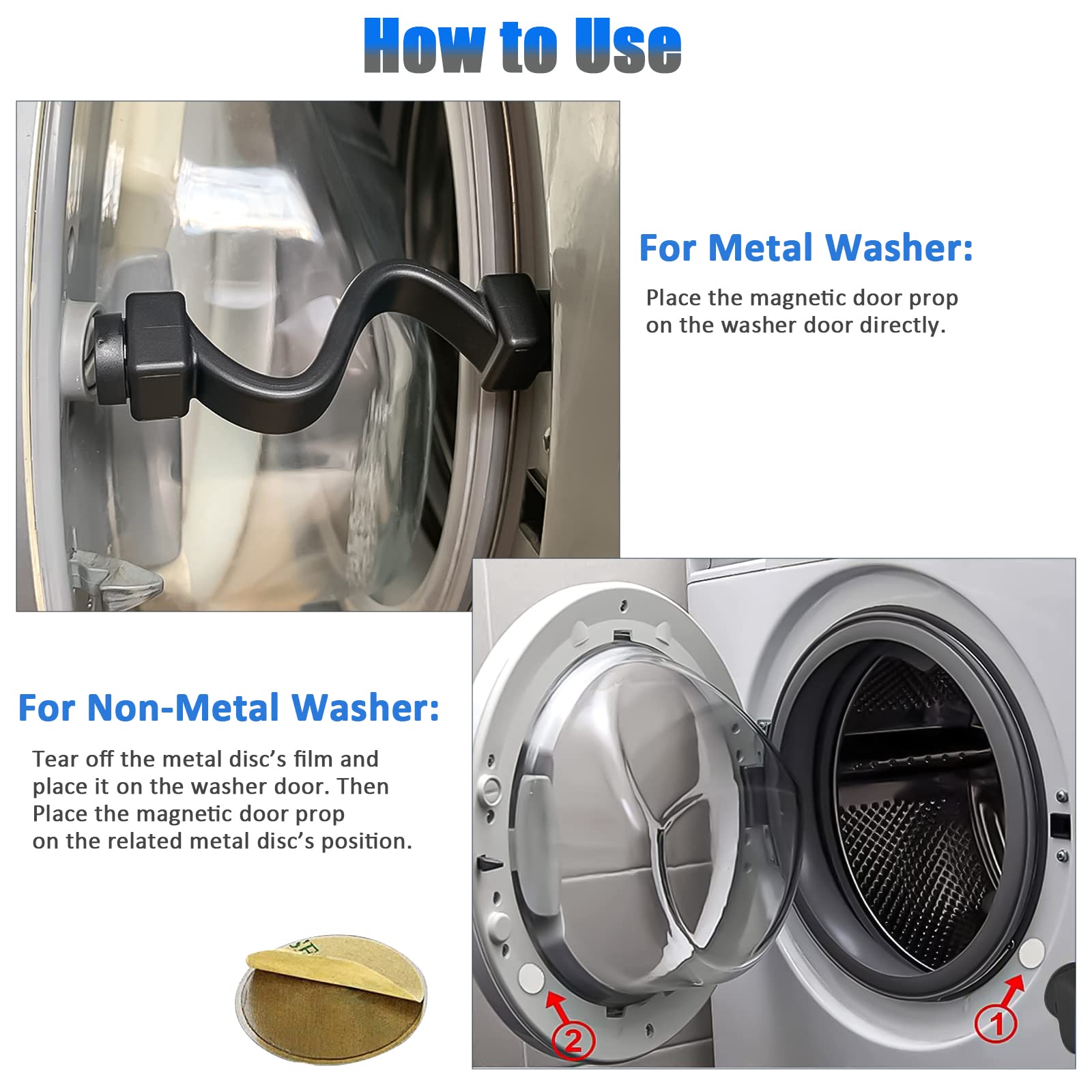 Magoog Front Load Washer Door Holder - Keep Washer Door Open for Ventilation & Prevent Mold - Universal Washing Machine Door Prop for LG, Samsung, Whirlpool (Black) - Perfect for Laundry Rooms & Small Spaces